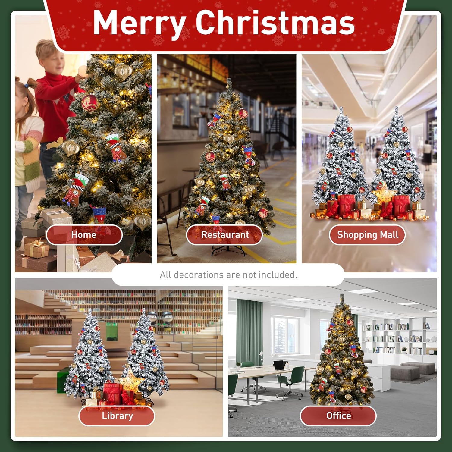 Árbol de Navidad artificial preiluminado de 6 pies, árbol de luces de Navidad verde y blanco preinstalado con luces LED blancas cálidas, árbol de