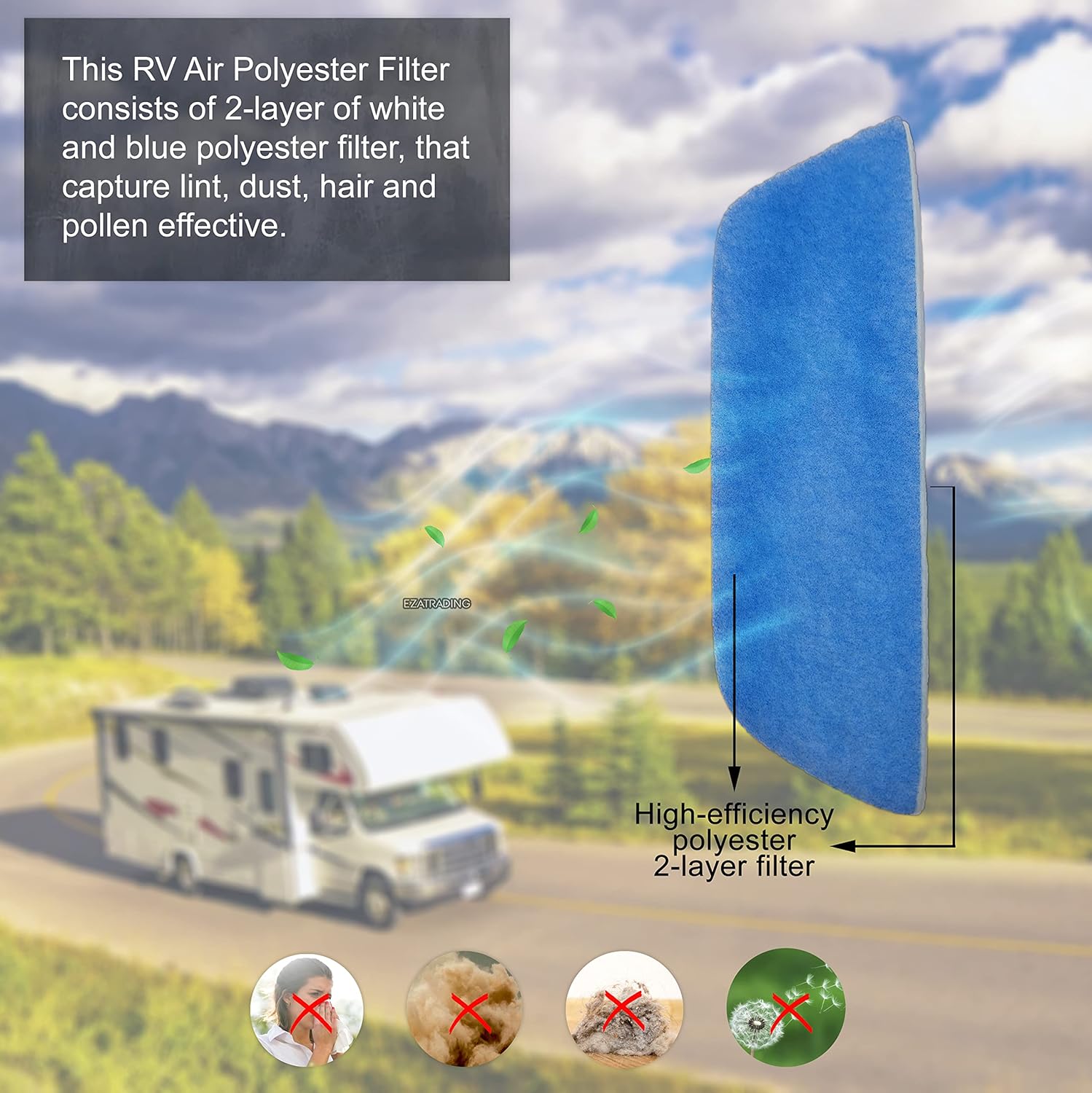 Filtro de aire acondicionado RV  Filtros de repuesto de CA de 6 x 16 pulgadas para unidad Coleman Mach (4 filtros)