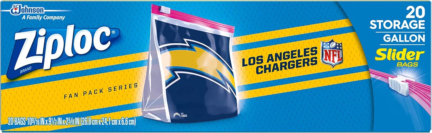 Ziploc Bolsas de almacenamiento con cierre deslizante, con diseño de la NFL, galón, 305557, 1