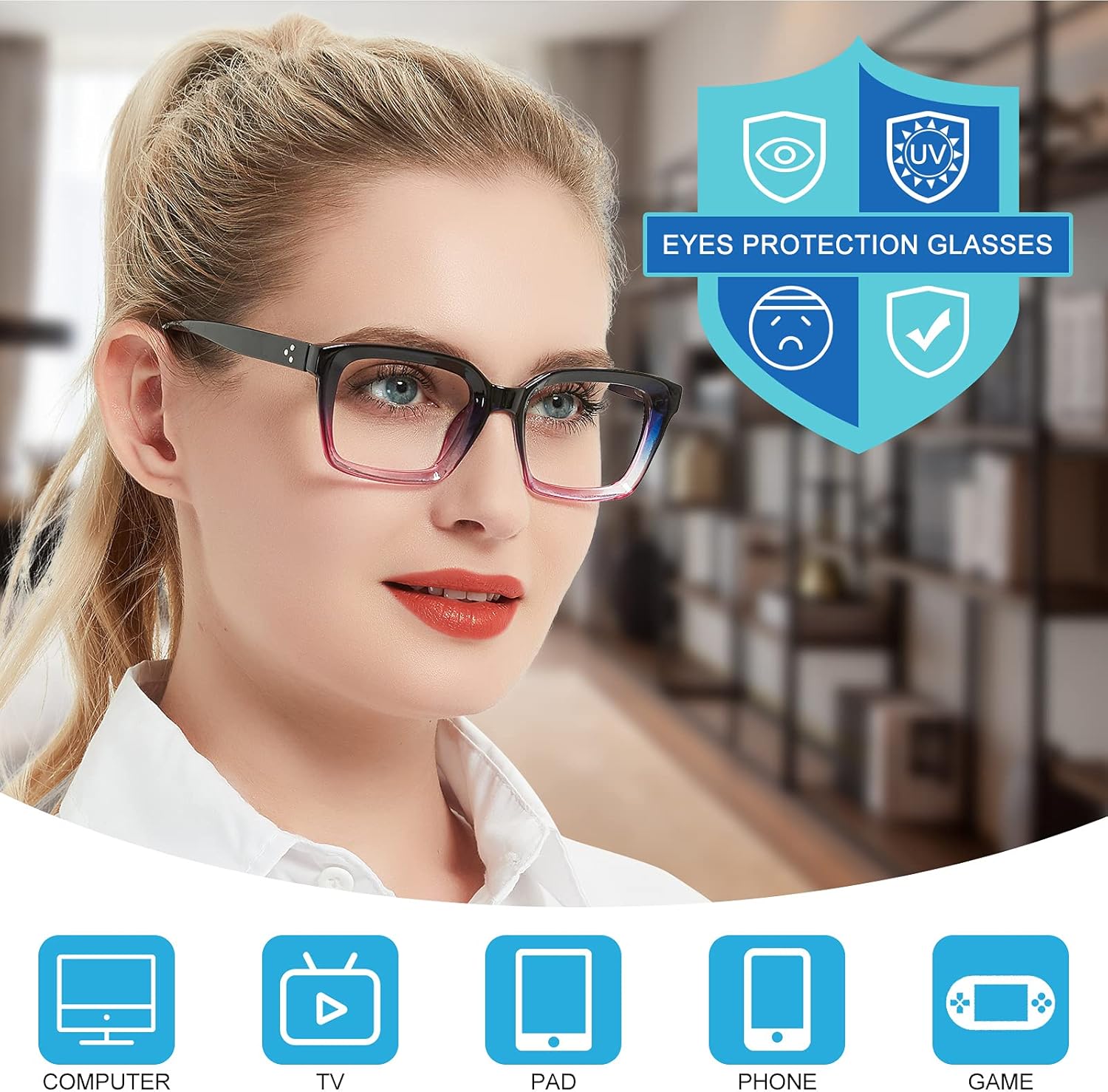 Lentes de lectura con bloqueo de luz azul, para hombres y mujeres, grandes cuadrados, para lectores 1.0, 1.25, 1.5, 1.75, 2.0 a 6.0