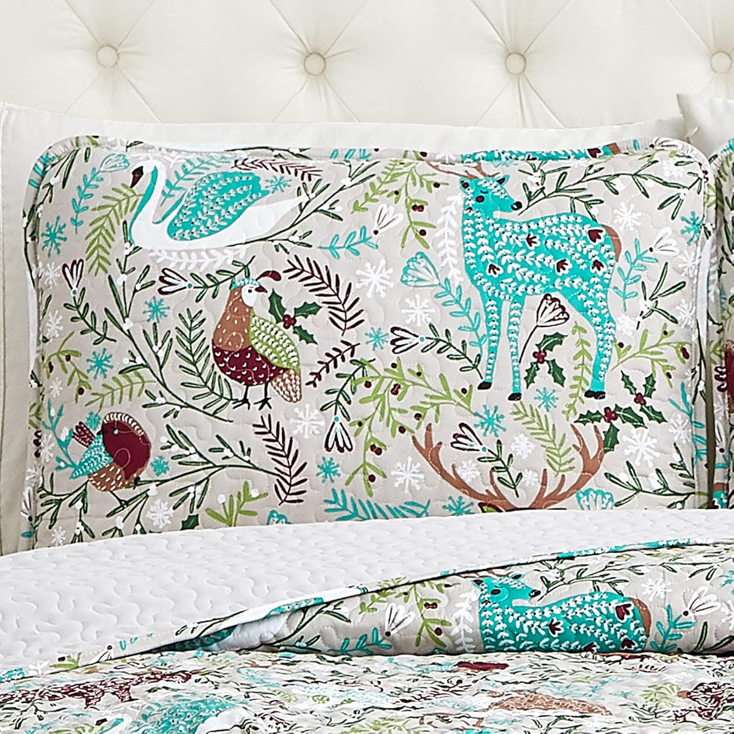 Southshore Fine Living, Inc., Juego de ropa de cama suave de 2 piezas con fundas acolchadas, diseño de bosque navideño, tamaño individualindividual