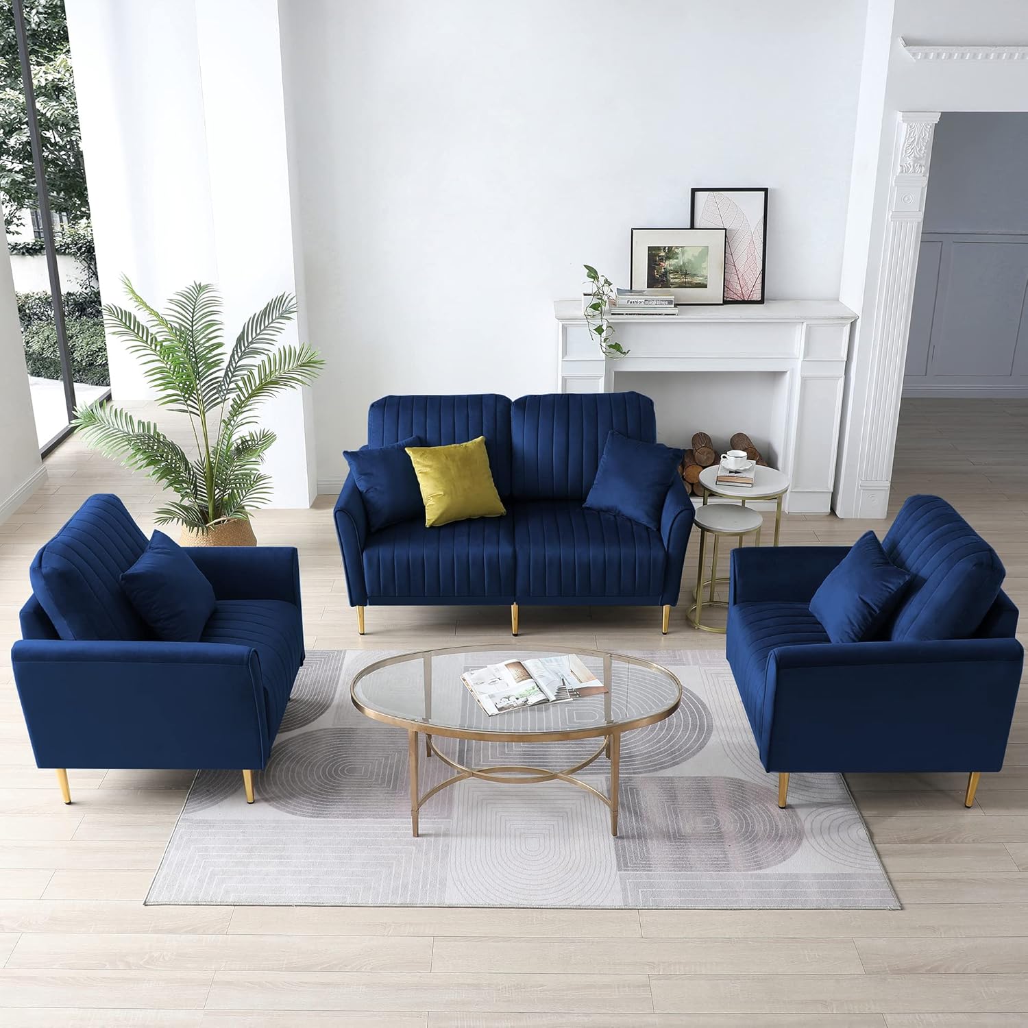 Tmosi Moderno sofá individual de terciopelo, sillón decorativo con almohadas de respaldo extraíbles, silla moderna Arm Club Leisure con patas de