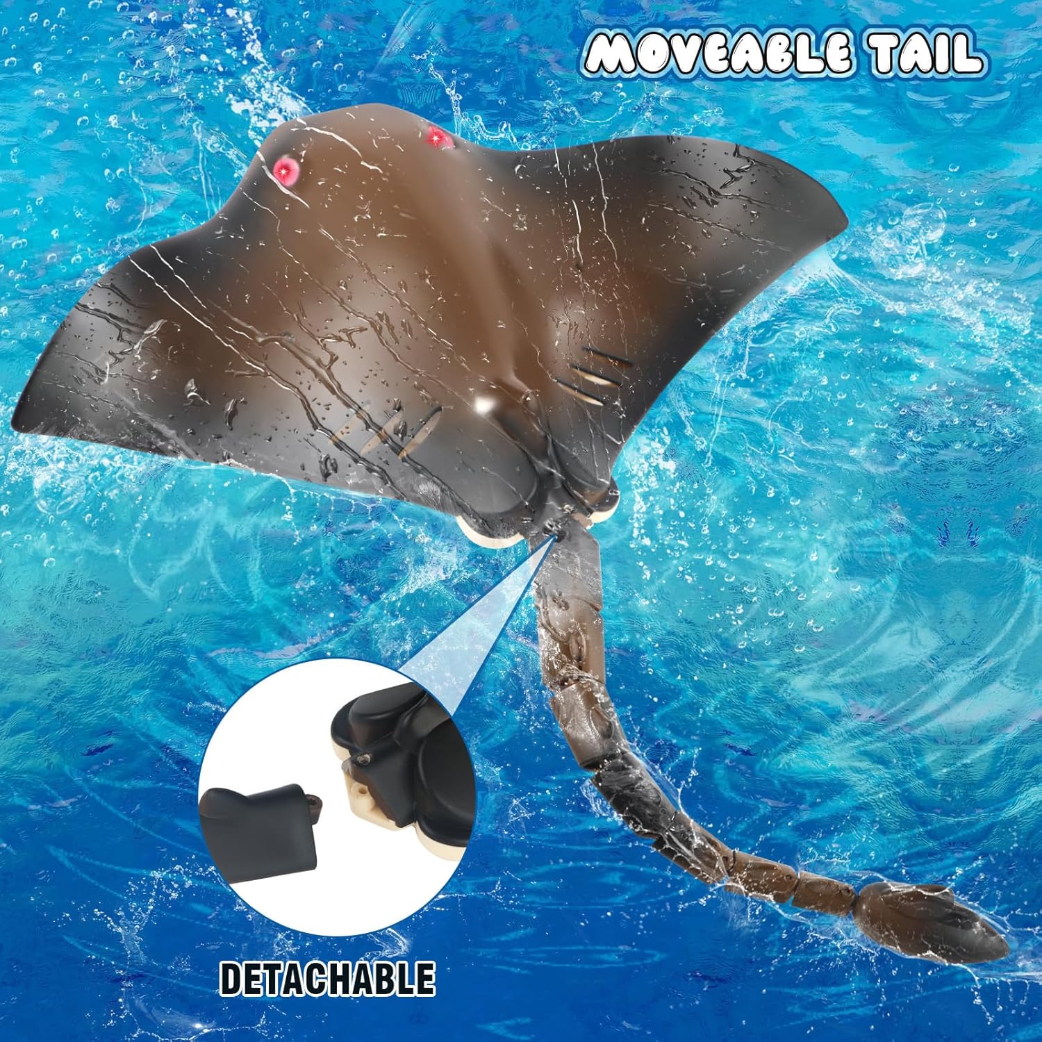 Juguete de manta rayo a control remoto, 2.4G de alta simulación de rayos diablos para piscina, bañera o lago, juguetes de barco RC para niños de 6