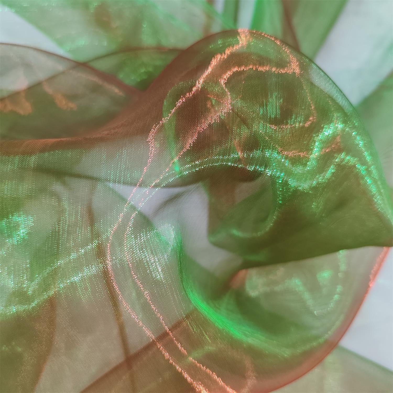 Tela de organza transparente ligera de dos tonos, gasa holográfica iridiscente, tela de tul de encaje oganza para vestido, fiesta, fondo brillante,