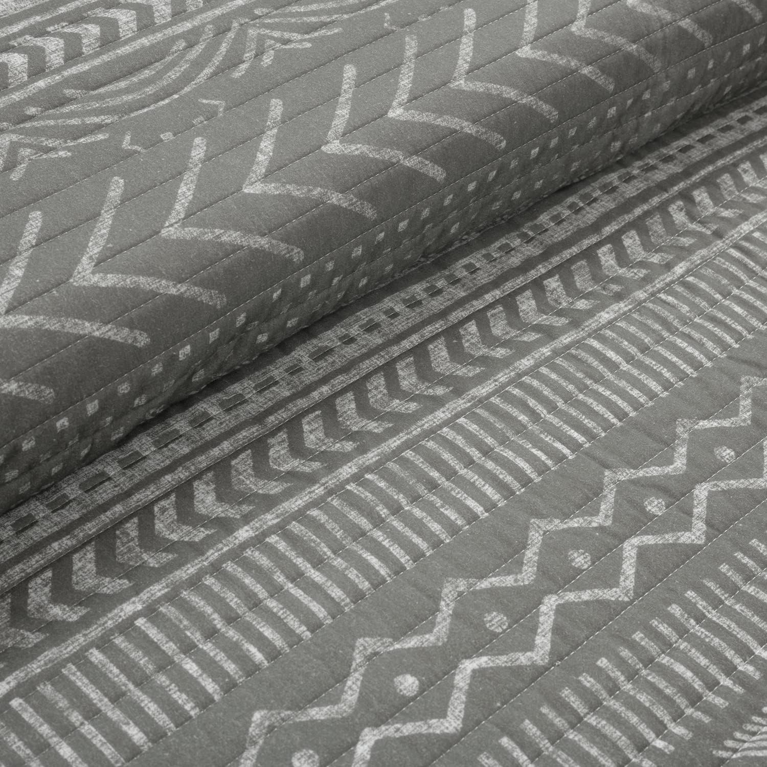 Lush Decor Hygge Geo – Juego de ropa de cama de 3 piezas con diseño a rayas, tamaño matrimonialqueen, color carbón