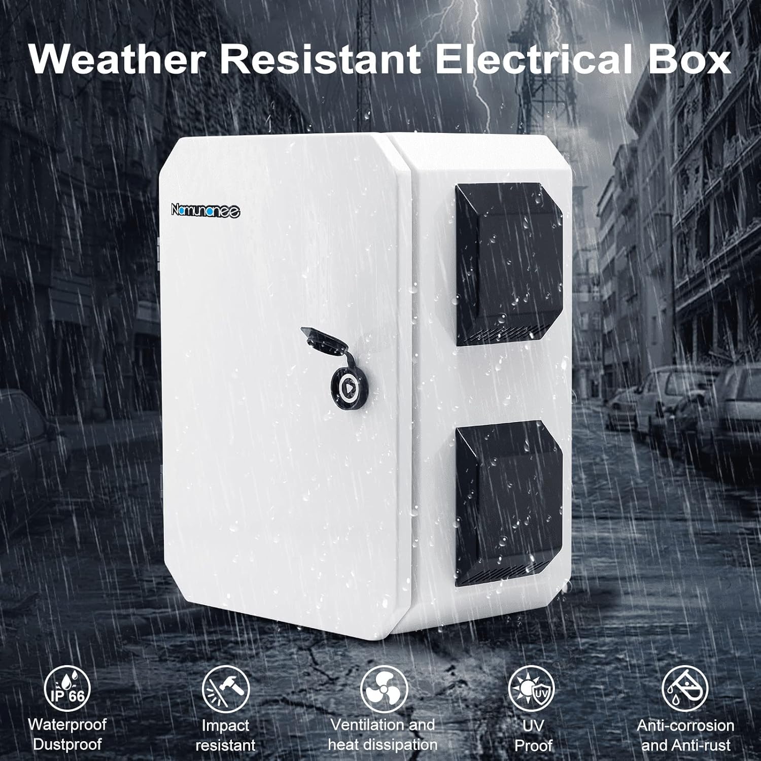 Caja eléctrica al aire libre, placa de acero laminada en frío, viga trasera de aleación de aluminio, diseño de ventilación de una pieza, IP65