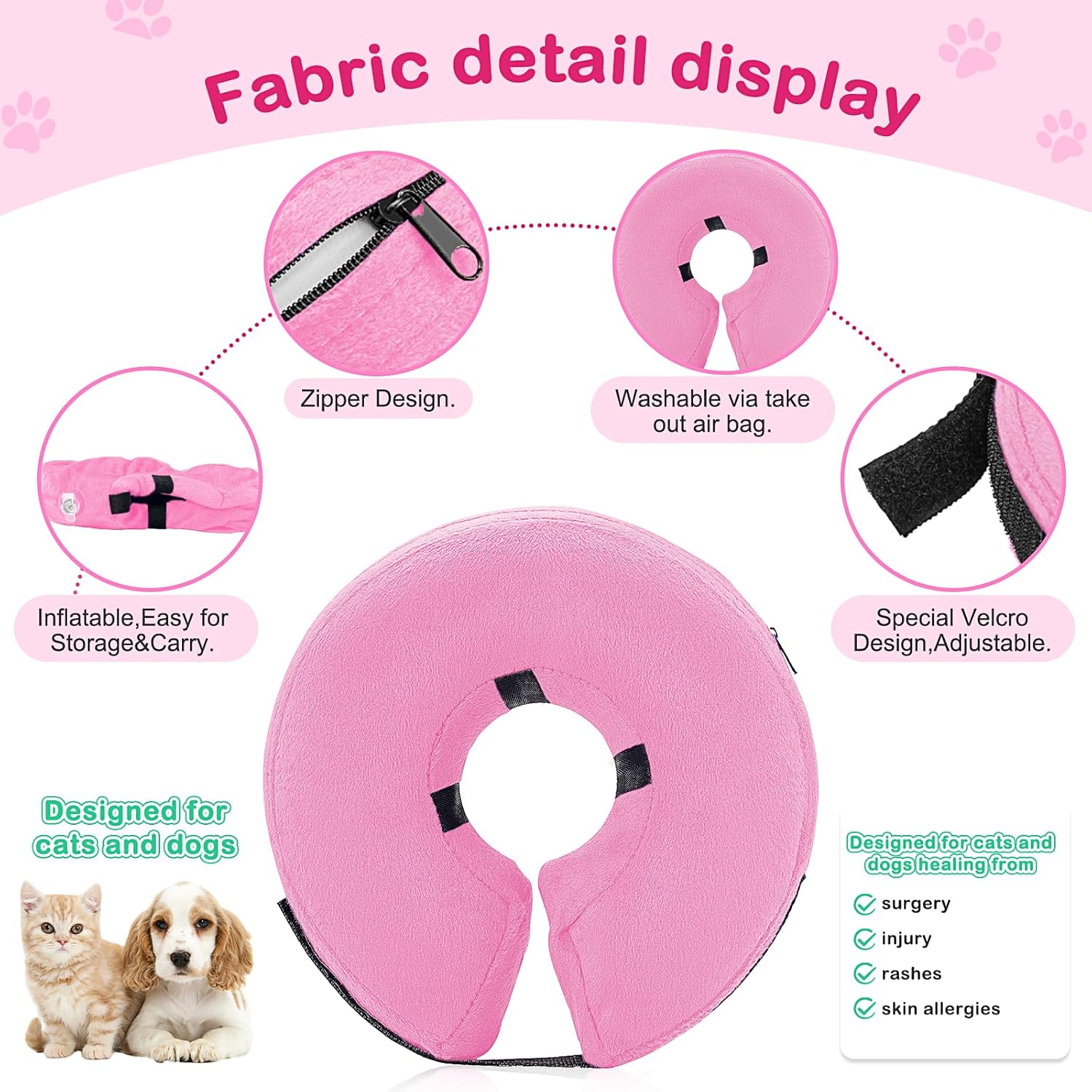 Collar inflable protector para perros y gatos, collar de cono alternativo después de la cirugía, collar de recuperación de mascotas para perros