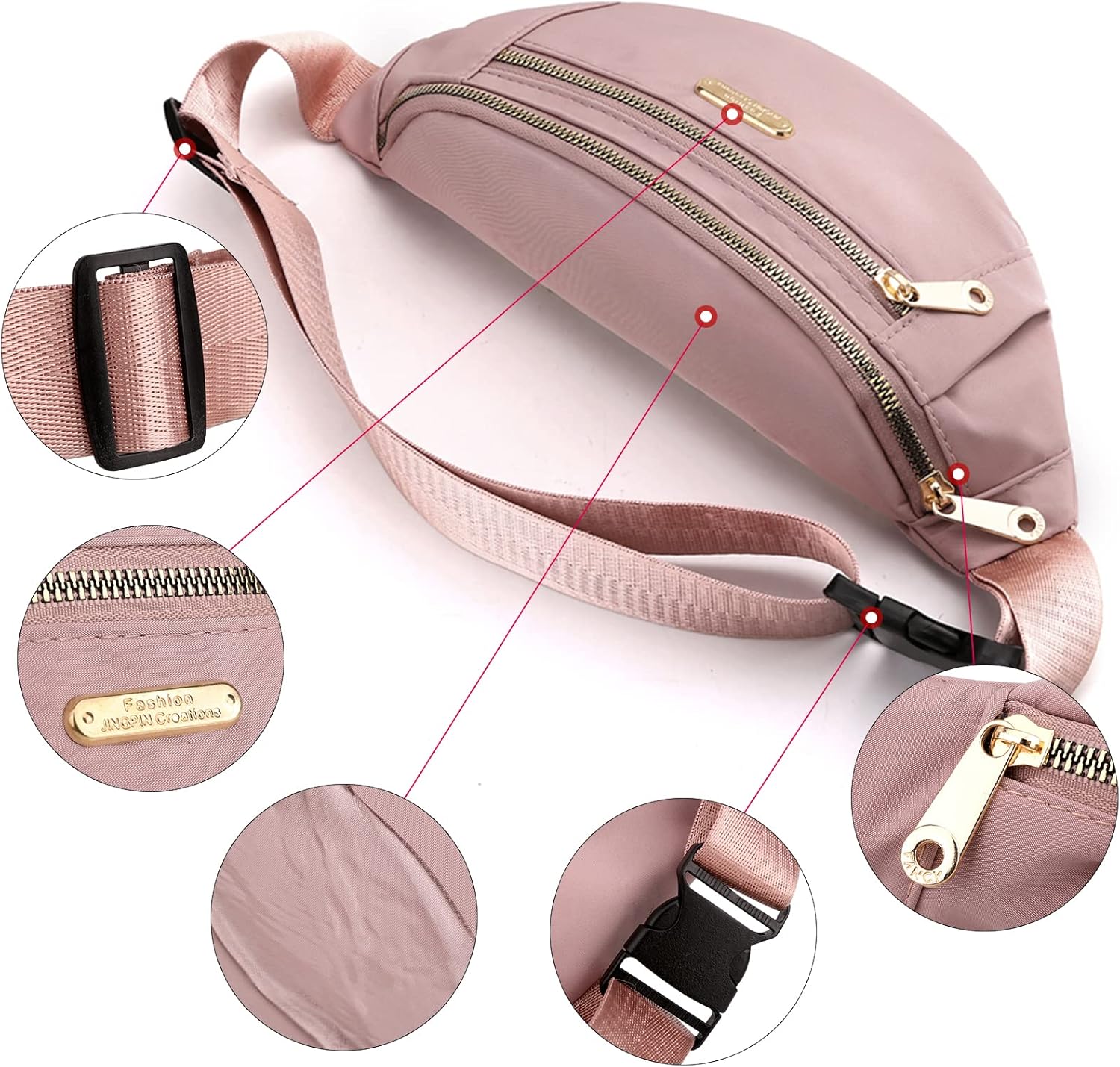 Riñonera de 2 piezas, bolsa cruzada para mujeres y hombres, impermeable, para correr, senderismo, viajes, Negro –