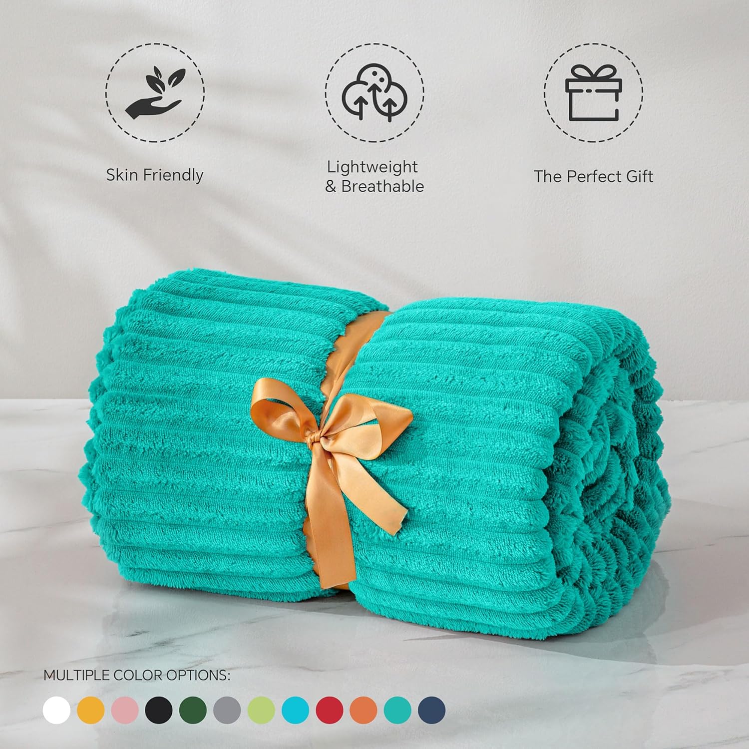 BEDELITE Manta de vellón tamaño individual  Manta decorativa mullida de jacquard acanalado en 3D, suave y cálida, acogedora, esponjosa, ligera de