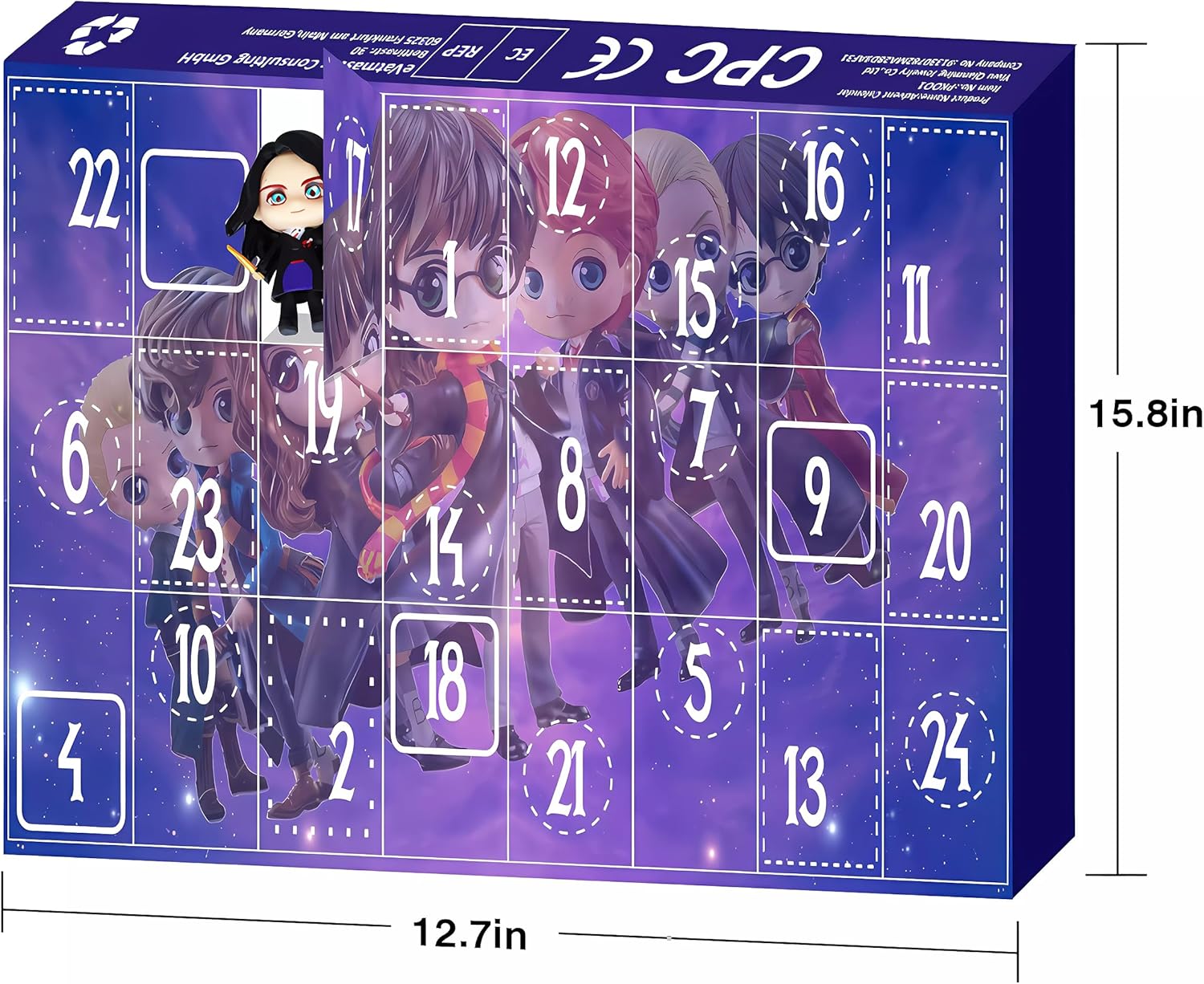 Calendario de Adviento de anime, caricatura, Navidad, 24, caja ciega digital de cuenta regresiva para niños y niñas, regalos increíbles, color morado
