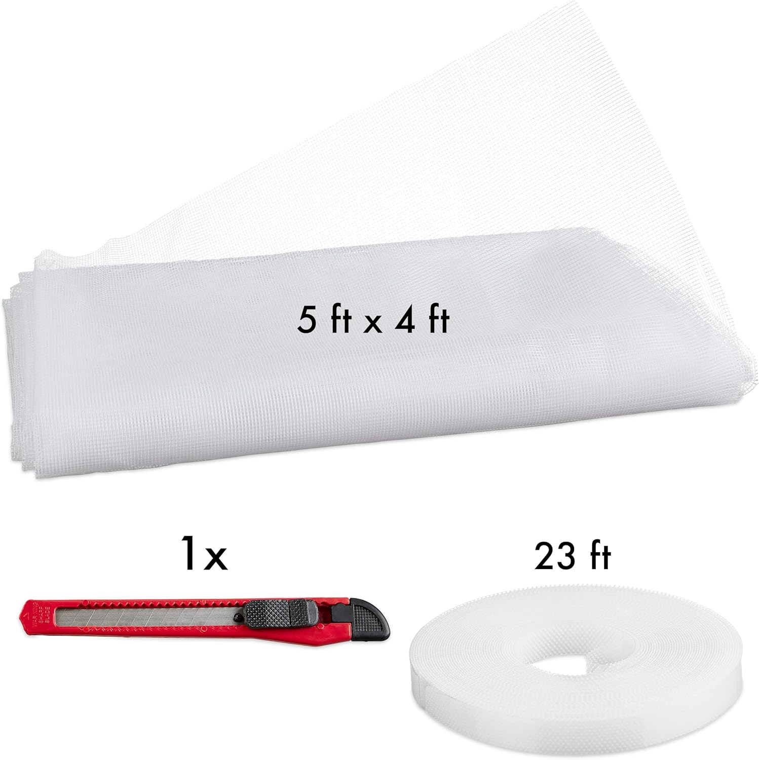 Mosquitera Mosquitera blanca de 5 pies x 4 pies para ventana, cinta de pantalla – Pantalla para ventanas – Ventana de pantalla de insectos –