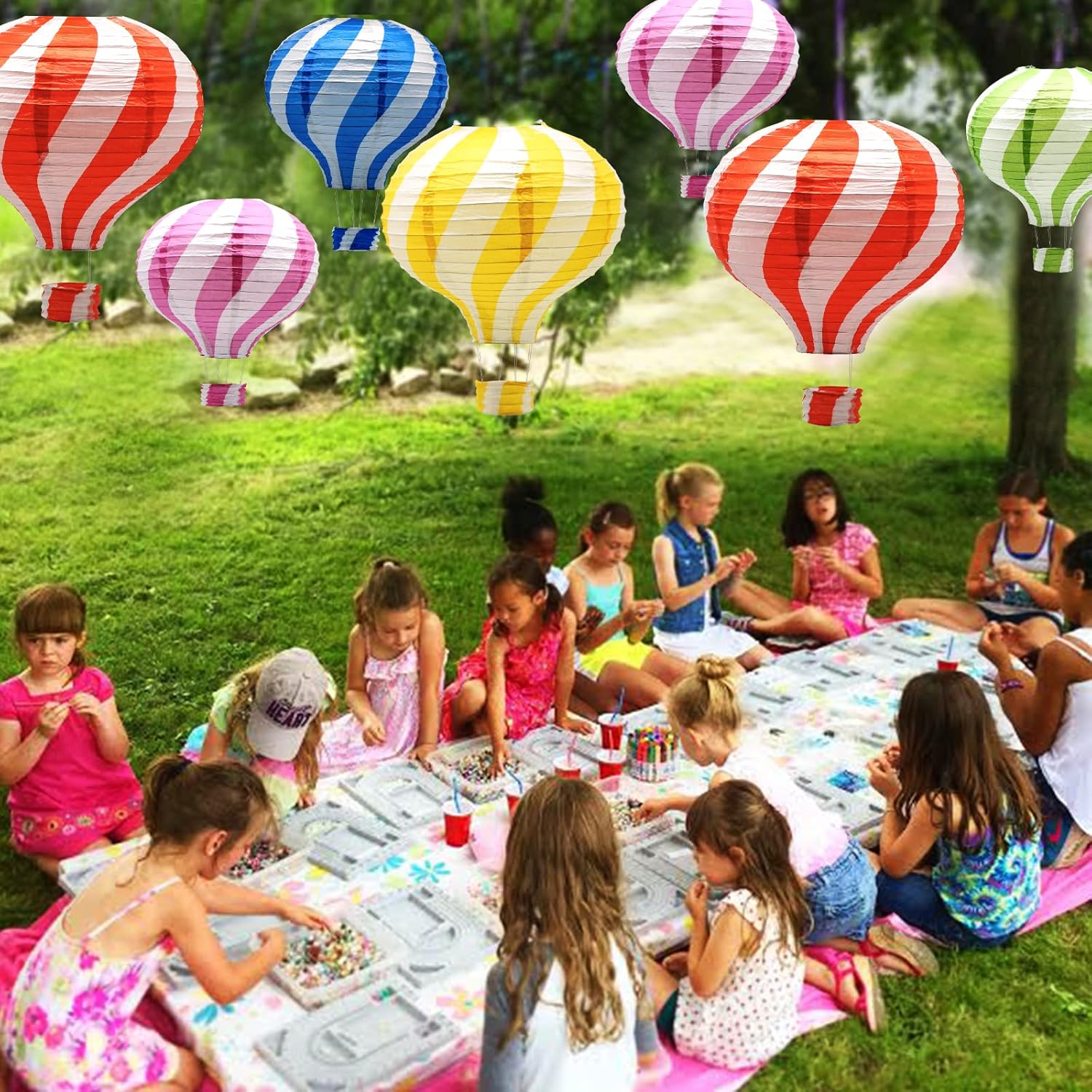 Juego de linternas de papel colgantes con globos aerostáticos, decoración de fiesta, cumpleaños, boda, Navidad, fiesta, regalo, 12 pulgadas, paquete
