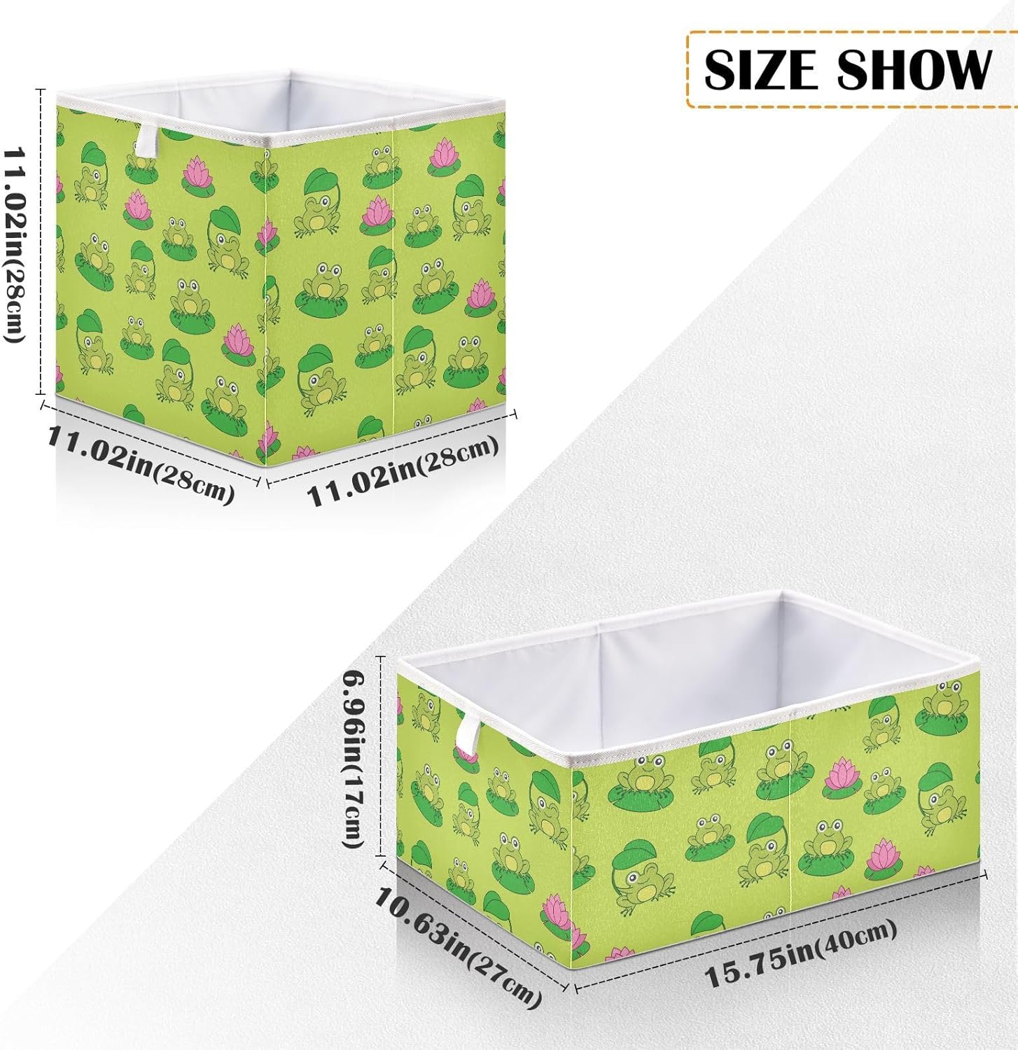 Emelivor Lindos cubos de almacenamiento de tela con forma de rana, caja de almacenamiento plegable, organizador de armario, cestas para estantes,