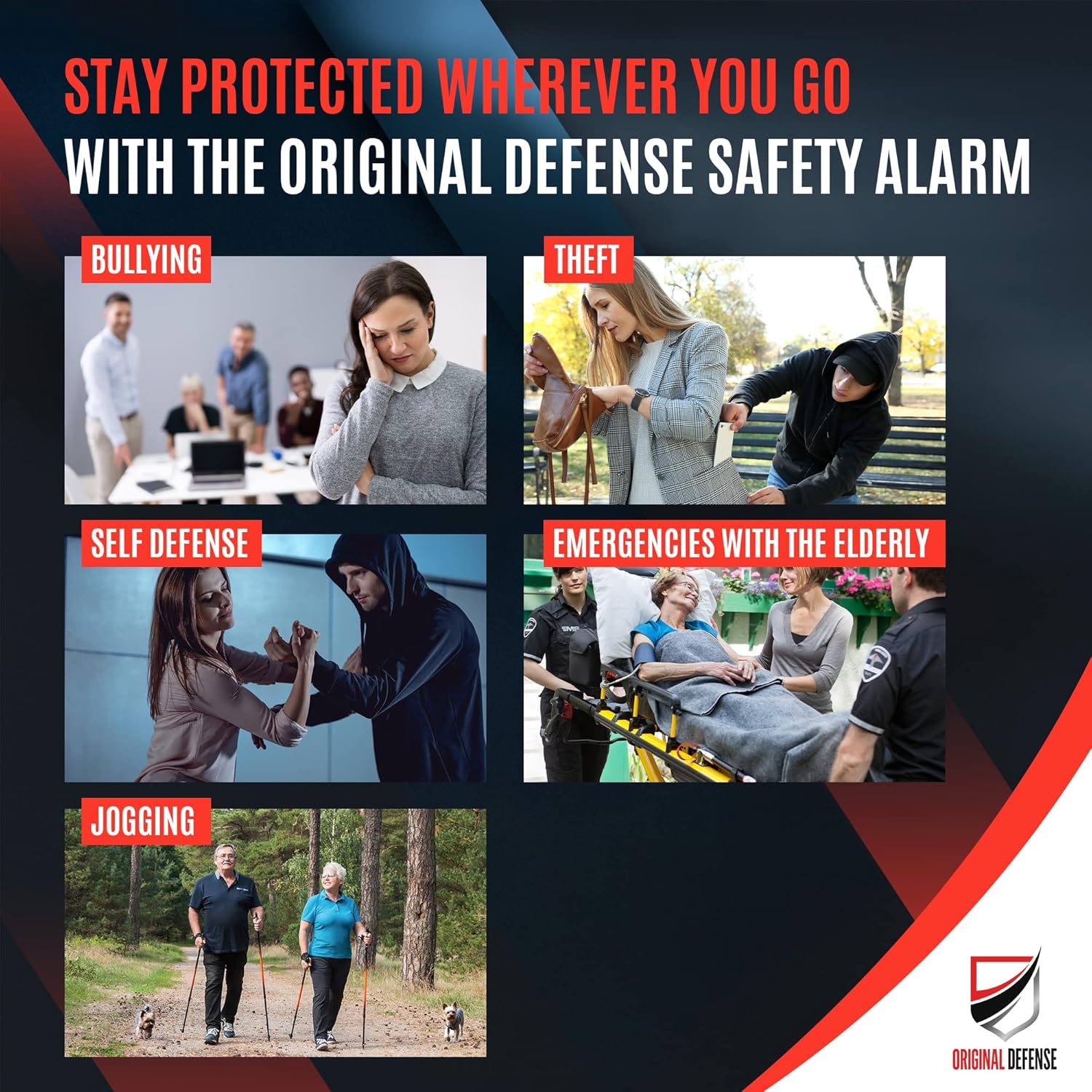 Original Defense Siren Self Defense for Women  Alarma personal para mujeres, niños y ancianos  Recomendado por la policía  Llavero de autodefensa