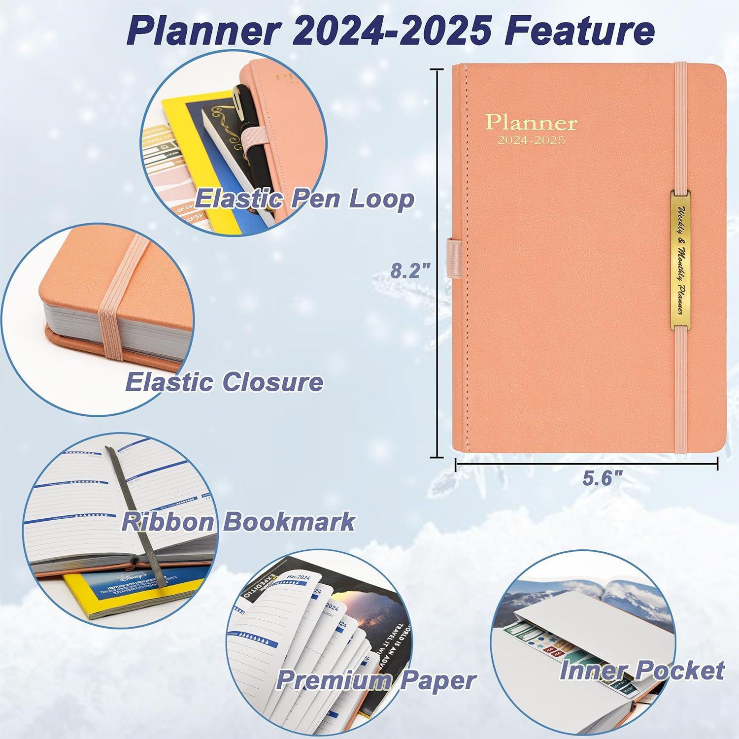 Agenda diaria 2024-2025, agenda semanal mensual de enero de 2024 a junio de 2025, agenda de tapa dura de 18 meses con pestañas, calendario de año