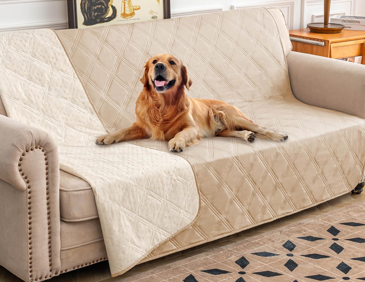 Ameritex – Manta impermeable para cama de perro con parte trasera antideslizante para muebles, cama, sofá