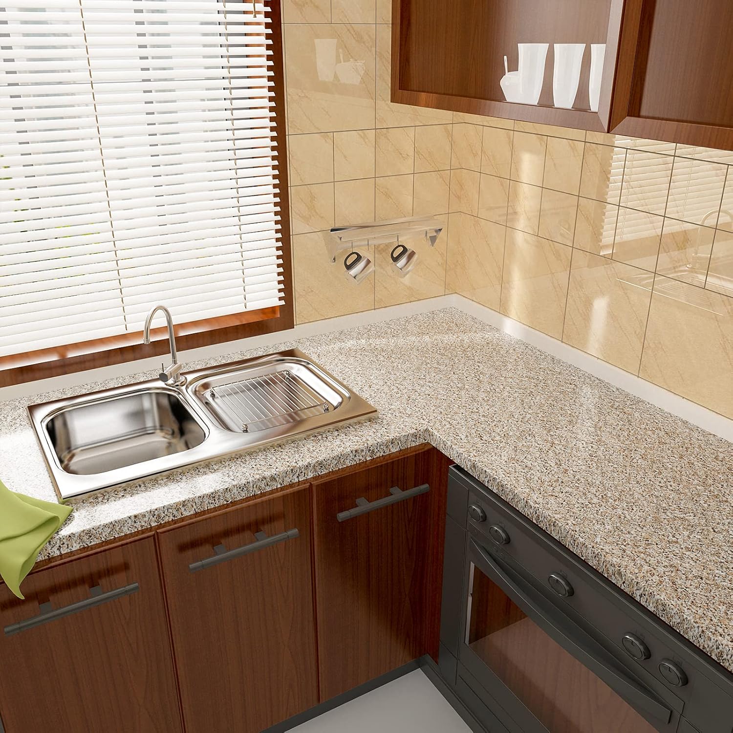 VEELIKE Papel adhesivo de granito de 15.7 x 118 pulgadas para encimeras, impermeable, autoadhesivo, papel tapiz de granito para encimeras de cocina,