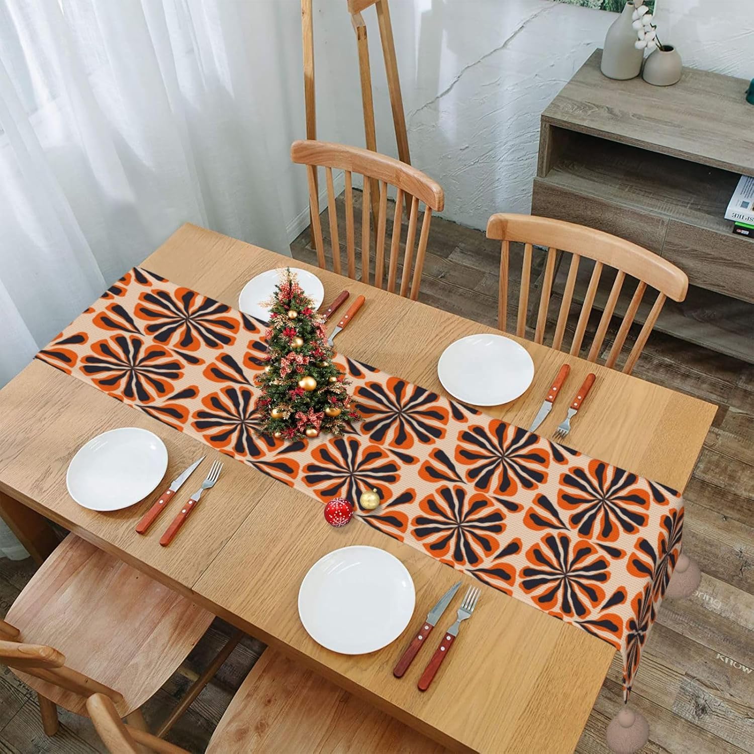 Trendy Floral Christmas Table Runner Dining Table Decor Christmas Decorations Indoor Home Decor Christmas Table Runners Xmas Navidad Decoracion 2023