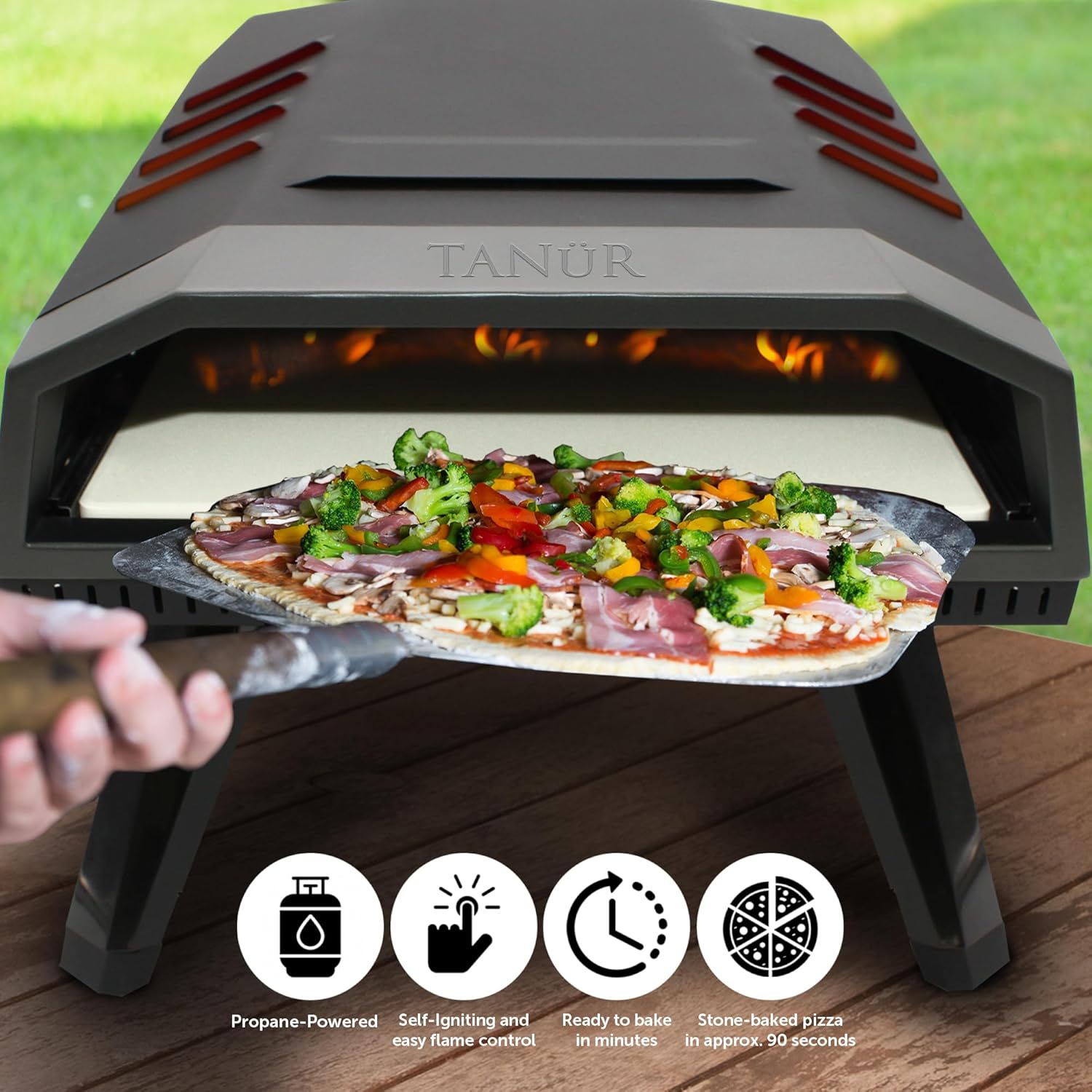 Flame King TANUR – Horno de propano portátil de 12 pulgadas para campamento, patio trasero y portón trasero, múltiples rejillas de ventilación,