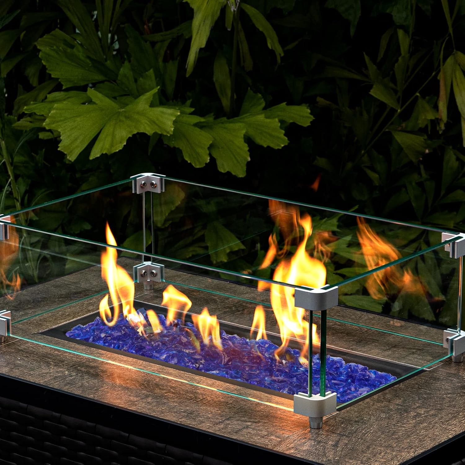 GASPRO Vidrio de fuego de 20 libras para hoguera de propano, roca de vidrio decorativa de 12 pulgada para chimenea de gas, azul océano