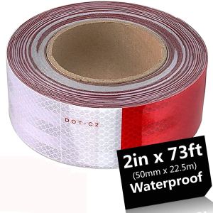 Acrux7 Cinta de seguridad reflectante, patrón de láminas retrorreflectantes DOT-C2 de 2 pulgadas x 73 pies alternando segmentos de color blanco y Acrux7 Cinta de seguridad reflectante, patrón de láminas retrorreflectantes DOT-C2 de 2 pulgadas x 73 pies alternando segmentos de color blanco y