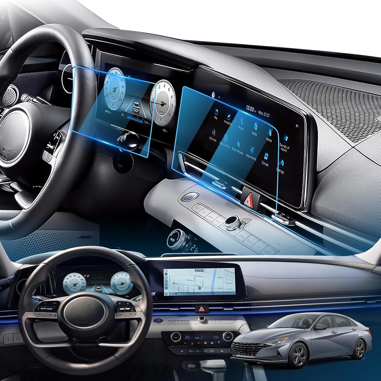 LFOTPP Protector de pantalla de navegación de automóvil para H*yundai Elantra 2021+ vidrio templado dureza 9H para automóvil, pantalla estérea,
