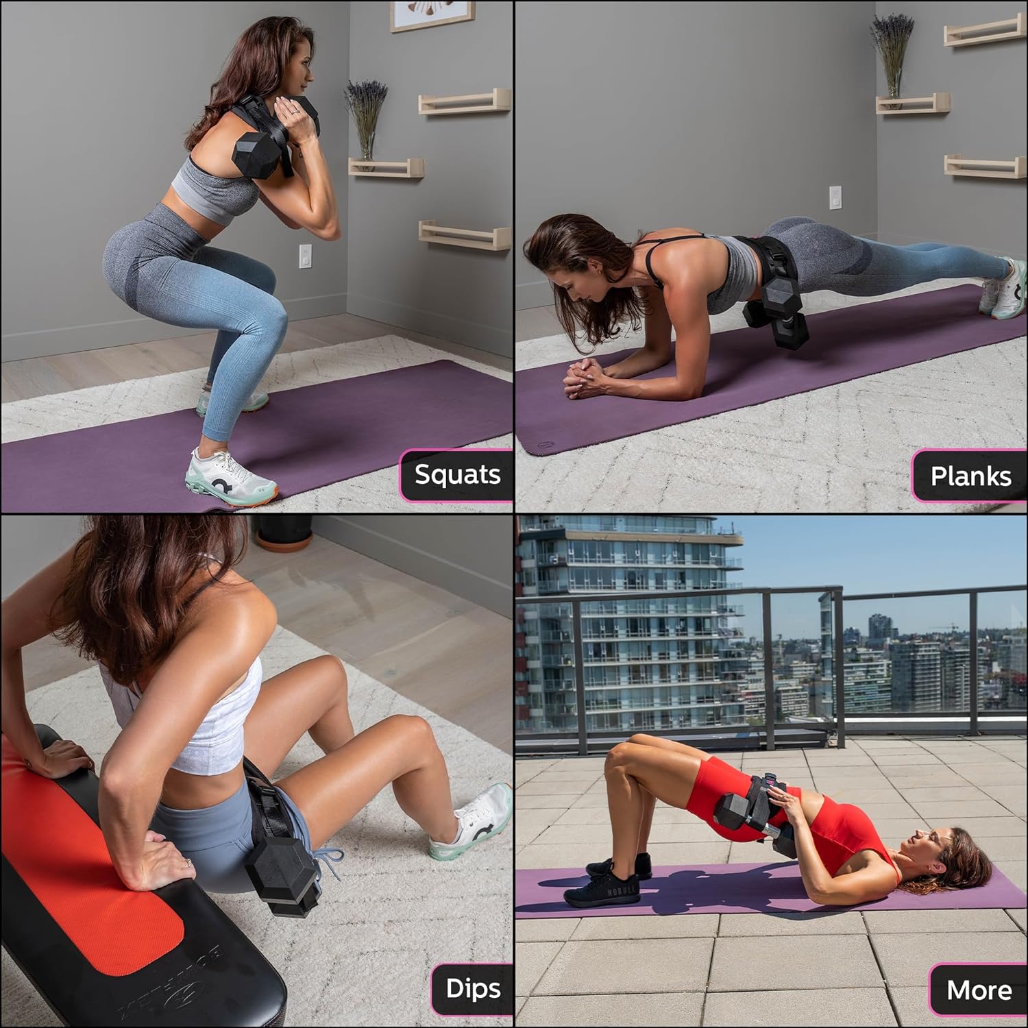 FITBELT Cinturón de empuje de cadera para ejercicio, entrenador de glúteos para entrenamientos en casa con acolchado extra, cinturón de empuje de