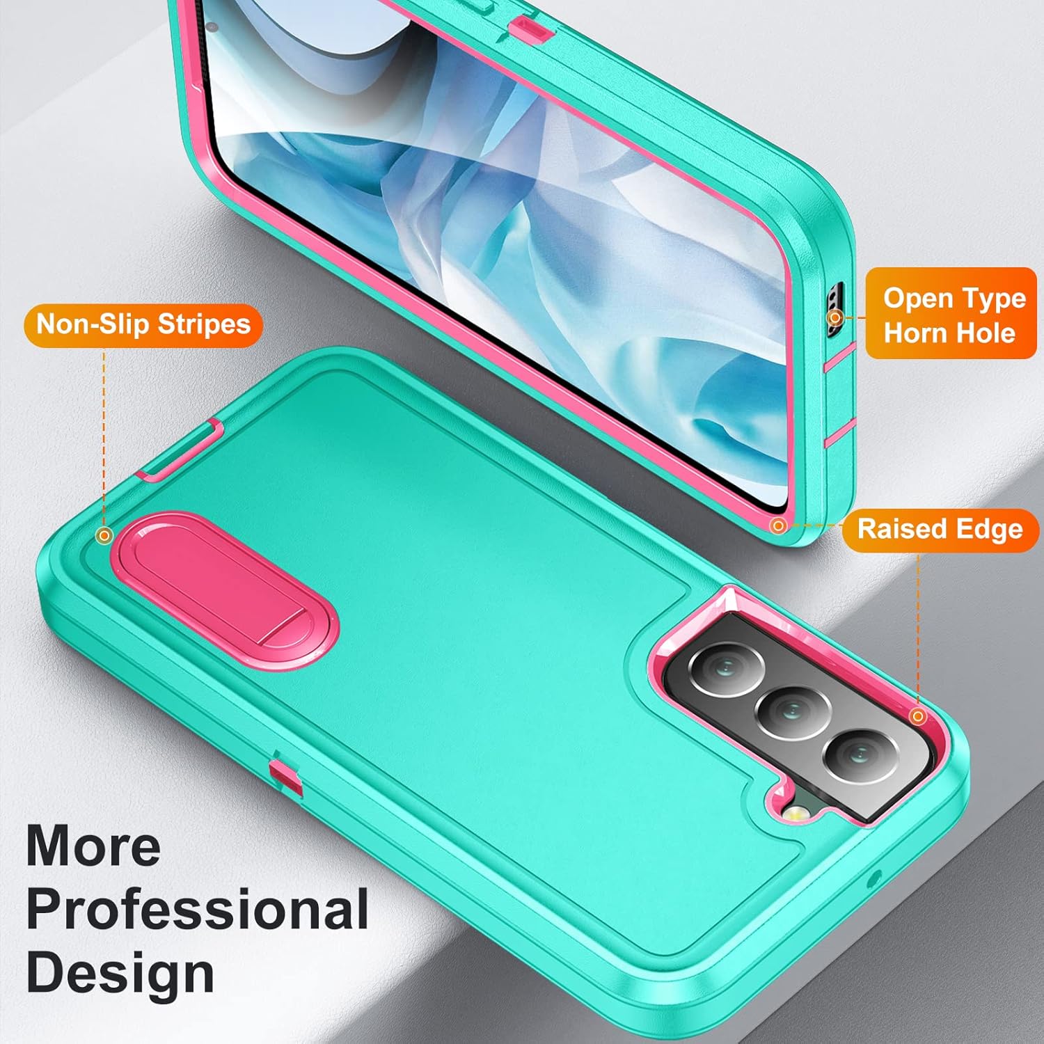 IDweel Funda para Samsung Galaxy S22 con soporte integrado, protección resistente a prueba de golpes, antiarañazos, resistente, duradera, funda