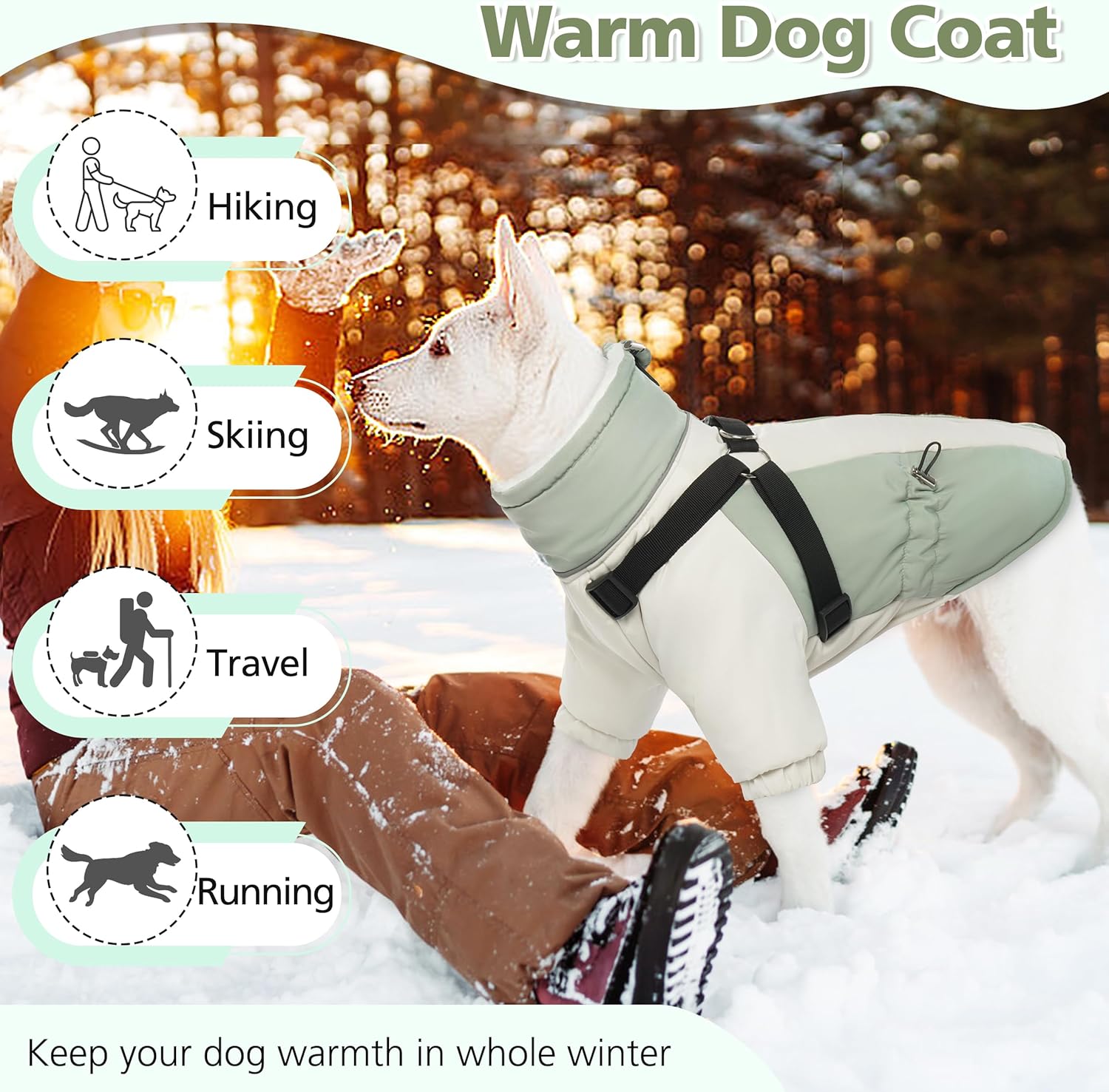PUMYPOREITY Abrigo de invierno para perro pequeño, chaqueta para perro con arnés integrado, traje de nieve reflectante para perro, chaqueta cálida