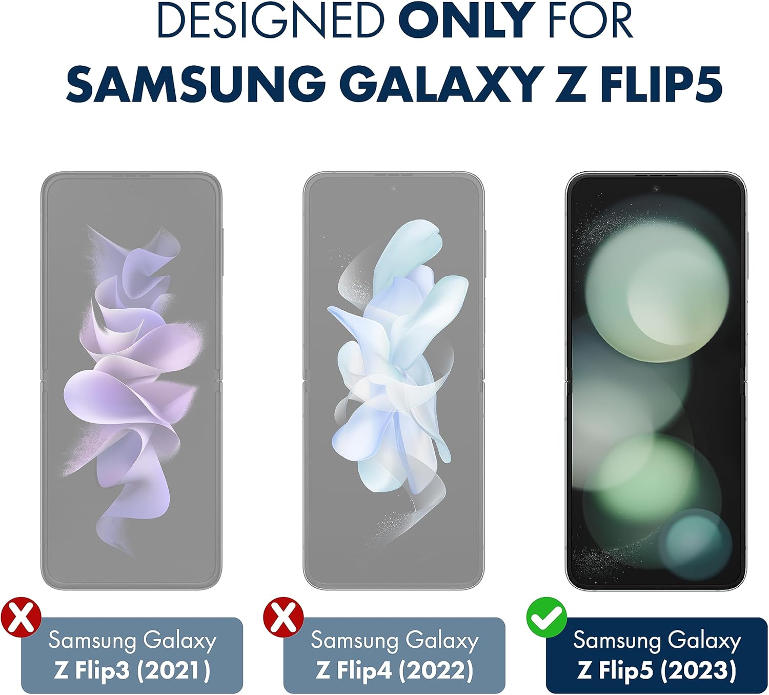ArmorSuit Paquete de 2+2 protectores de pantalla diseñados para Samsung Galaxy Z Flip 5 (versión 2023), compatible con fundas, película transparente
