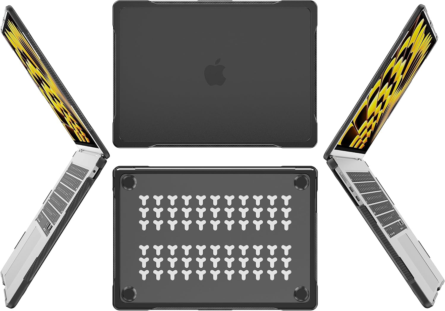 Batianda Funda de protección definitiva para M3 MacBook Air de 15 pulgadas 2024 A3114 2023 modelo M2 A2941, bordes de fibra de carbono mate, a