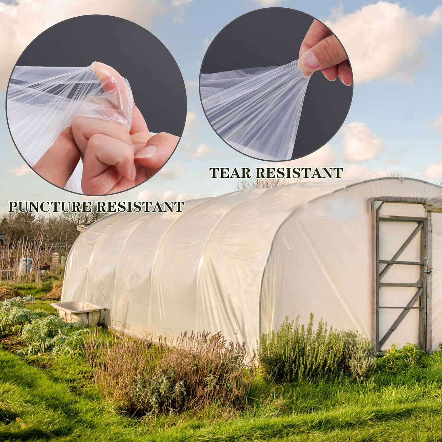 HCTWPY Película de invernadero de 25 x 40 pies, cubiertas de plástico para plantas de invernadero, protección contra la congelación, película