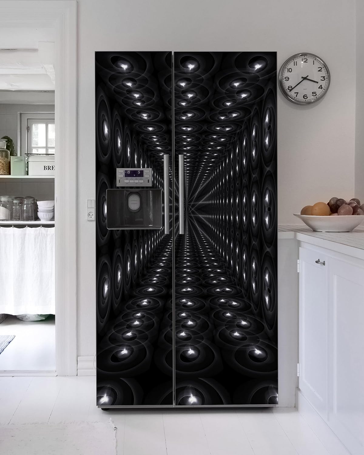 FLFK Adhesivo mural para puerta, espacio negro, despegar y pegar, tamaño combinado 32 x 80 pulgadas, dividido en 2 piezas