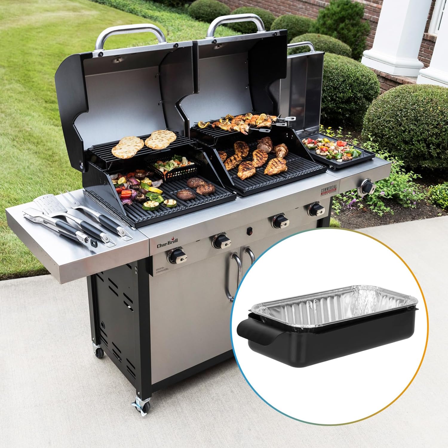 Bandeja de grasa para atrapador de grasa Charbroil 9328812P06 G416-0015-W1 G325-5703-W1 con bandeja de goteo desechable de aluminio para Charbroil