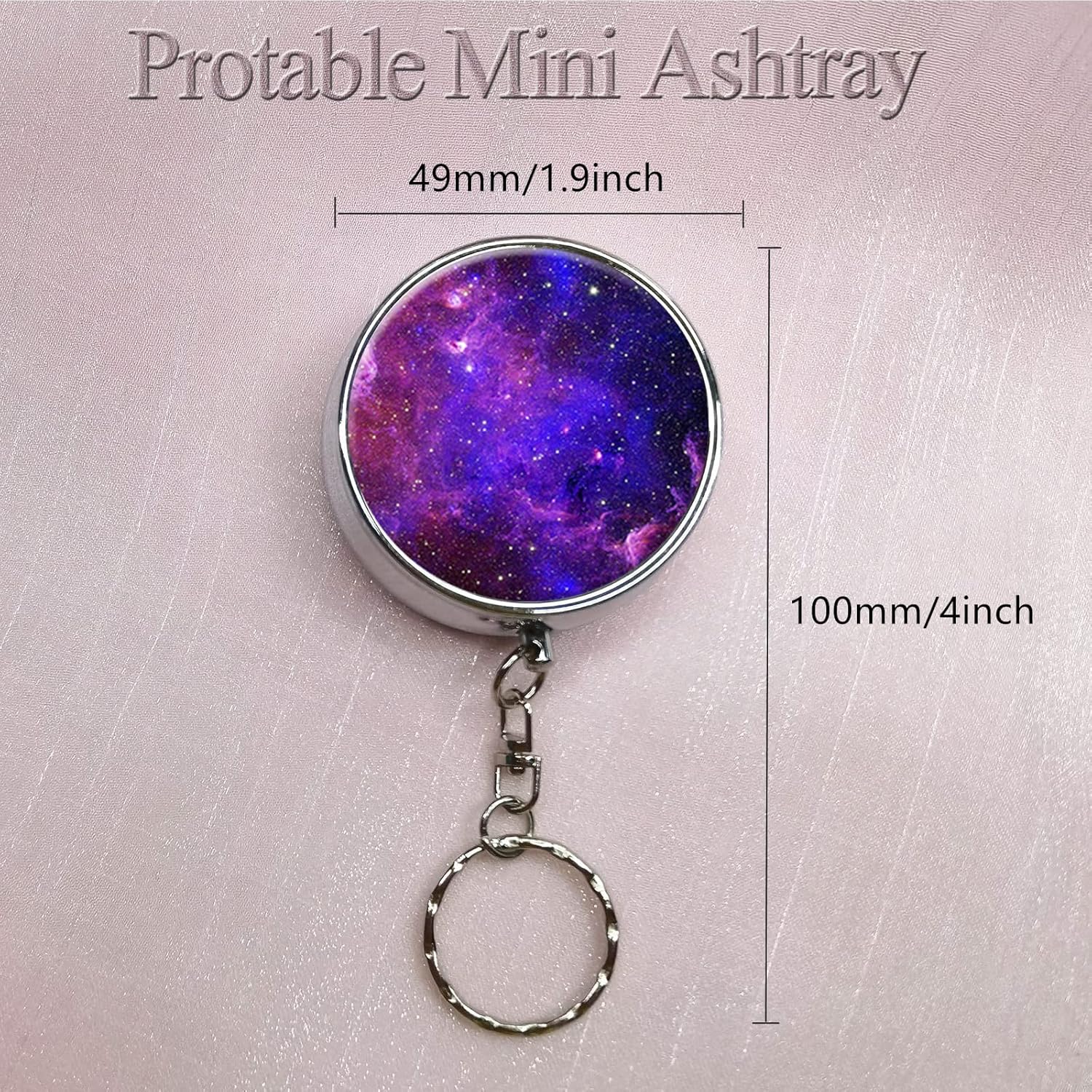 Cenicero de bolsillo portátil, llavero circular de acero inoxidable con desinflador de cigarrillos, soporte personalizado para cenicero para uso