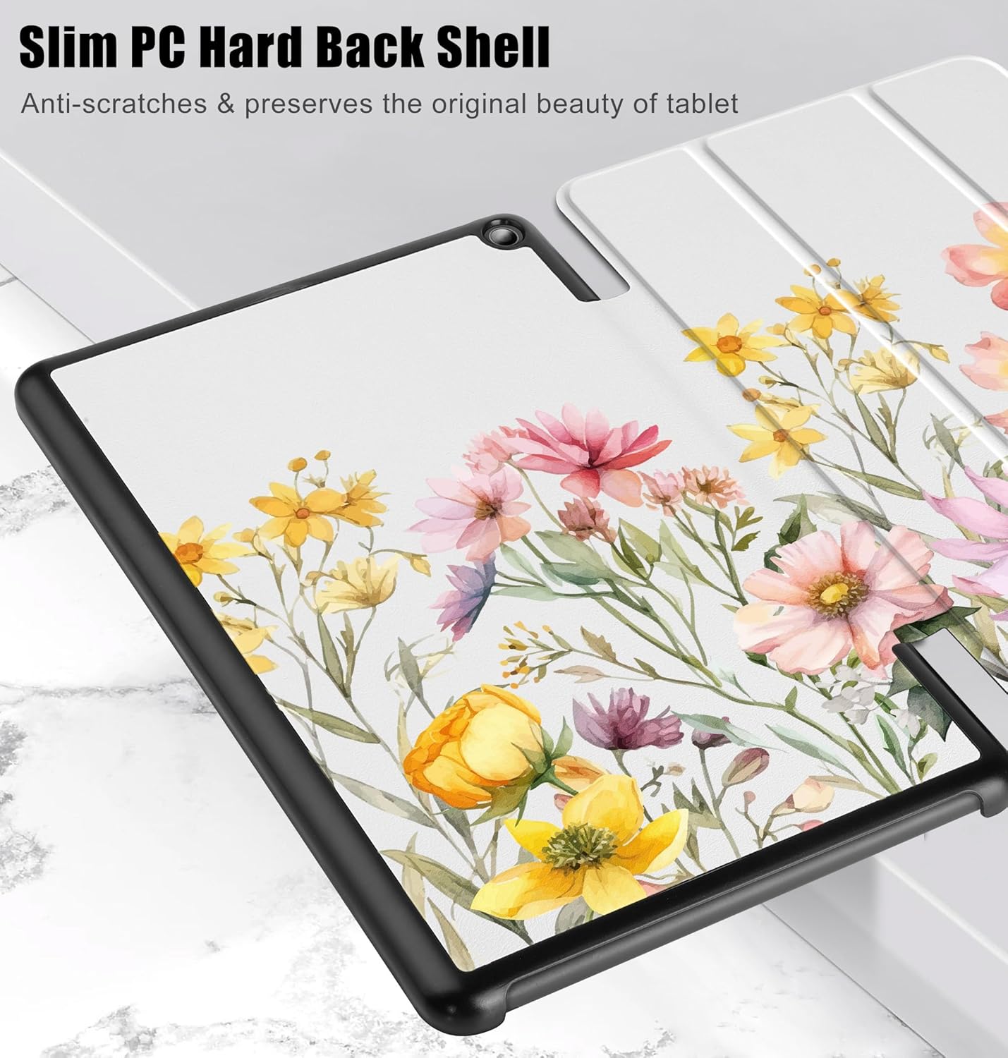 May Chen Funda para tablet Tienda Kindle Fire HD 10 (13 generación, versión 2023) de 10.1 pulgadas, funda de piel sintética con soporte triple para