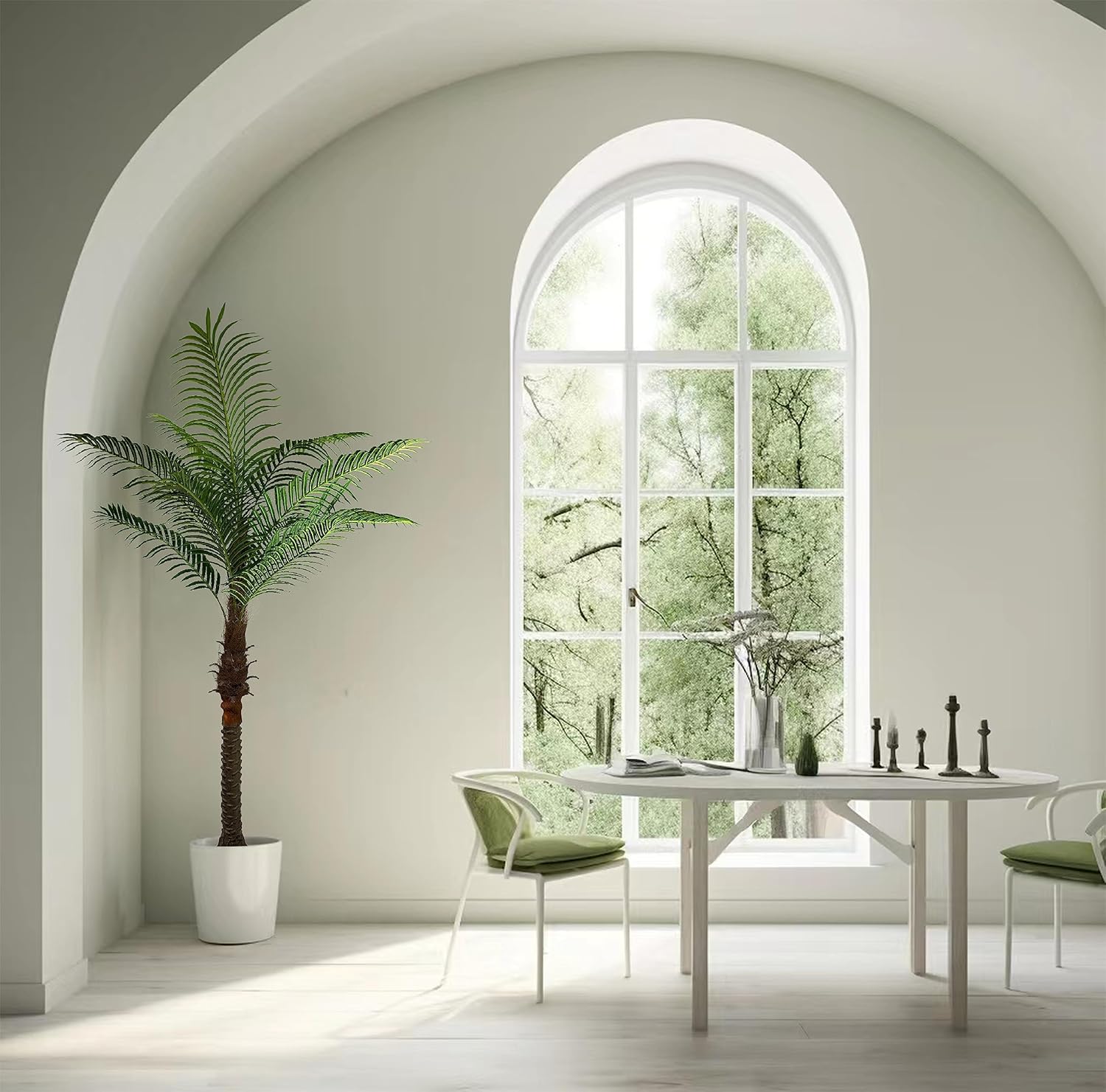Palmera artificial de 7.5 pies de alto, plantas de palmeras al aire libre para patio exterior, árboles para decoración (juego de 1)