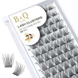 Extensiones de pestañas rizadas en racimo B01 D, de 0.47 a 0.70 pulgadas, 72 racimos naturales de pestañas individuales B&Q LASH, extensiones de Extensiones de pestañas rizadas en racimo B01 D, de 0.47 a 0.70 pulgadas, 72 racimos naturales de pestañas individuales B&Q LASH, extensiones de