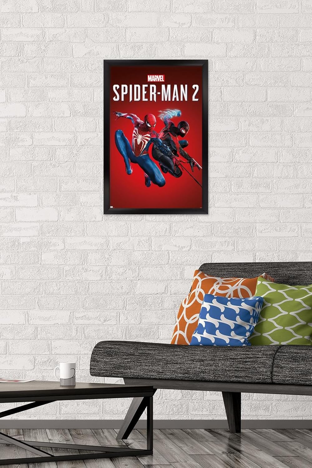Trends International Marvel’s Spider-Man 2 – Póster de pared de arte clave, 14.72 x 22.37 pulgadas, versión enmarcada en negro