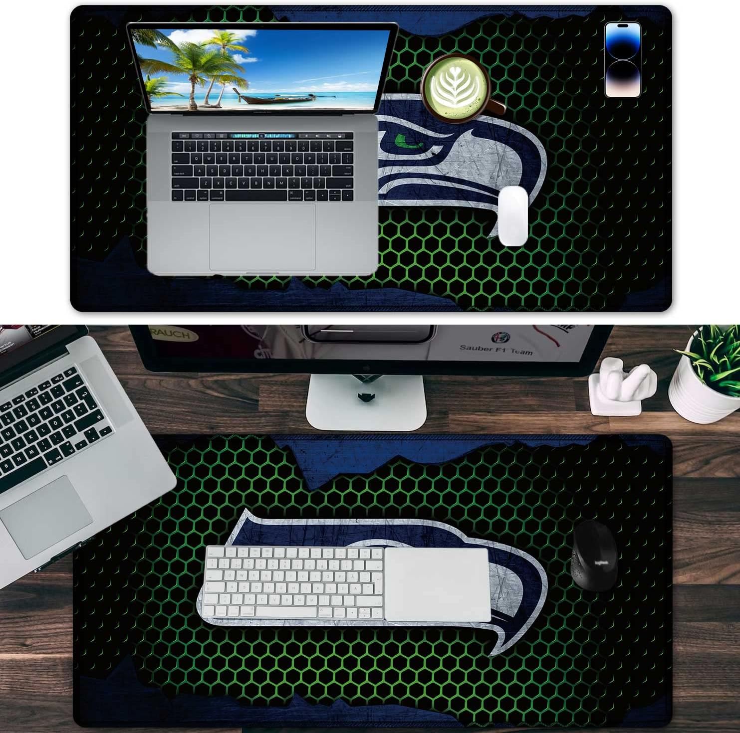 Alfombrilla de mouse profesional XXL para videojuegos, alfombrilla de mouse para teclado de computadora grande con base antideslizante y borde