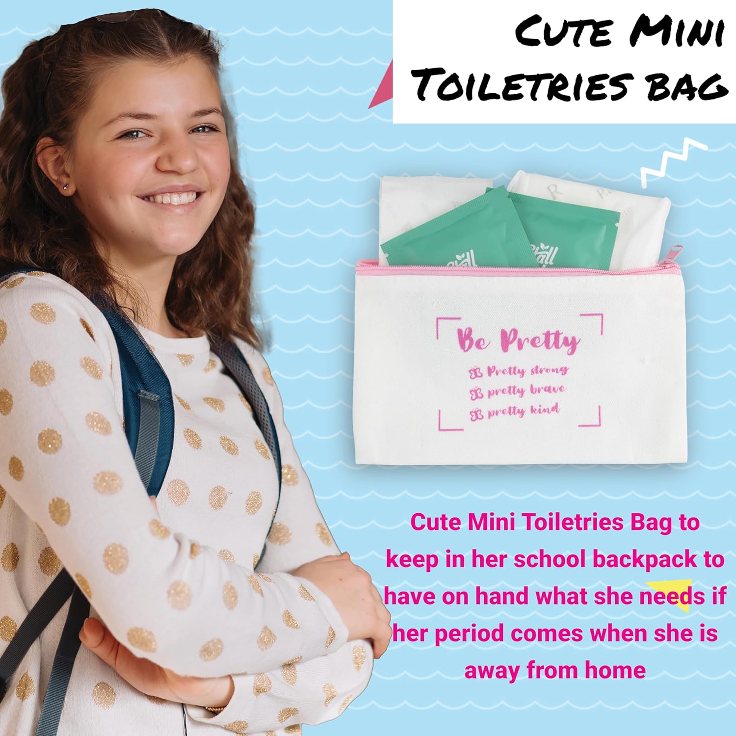 Kit de primer período para niñas  Kit menstrual para el primer período menstrual caja cómoda para preadolescentes con bolsa para llevar para niñas