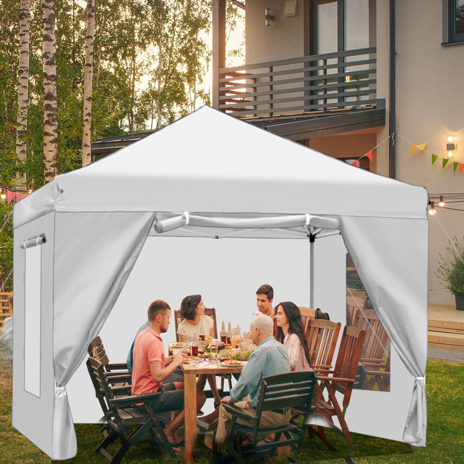 Canopy Tienda de campaña comercial desplegable de 10 x 10 pies con 4 paredes laterales y ventana, cenador instantáneo desplegable para eventos al