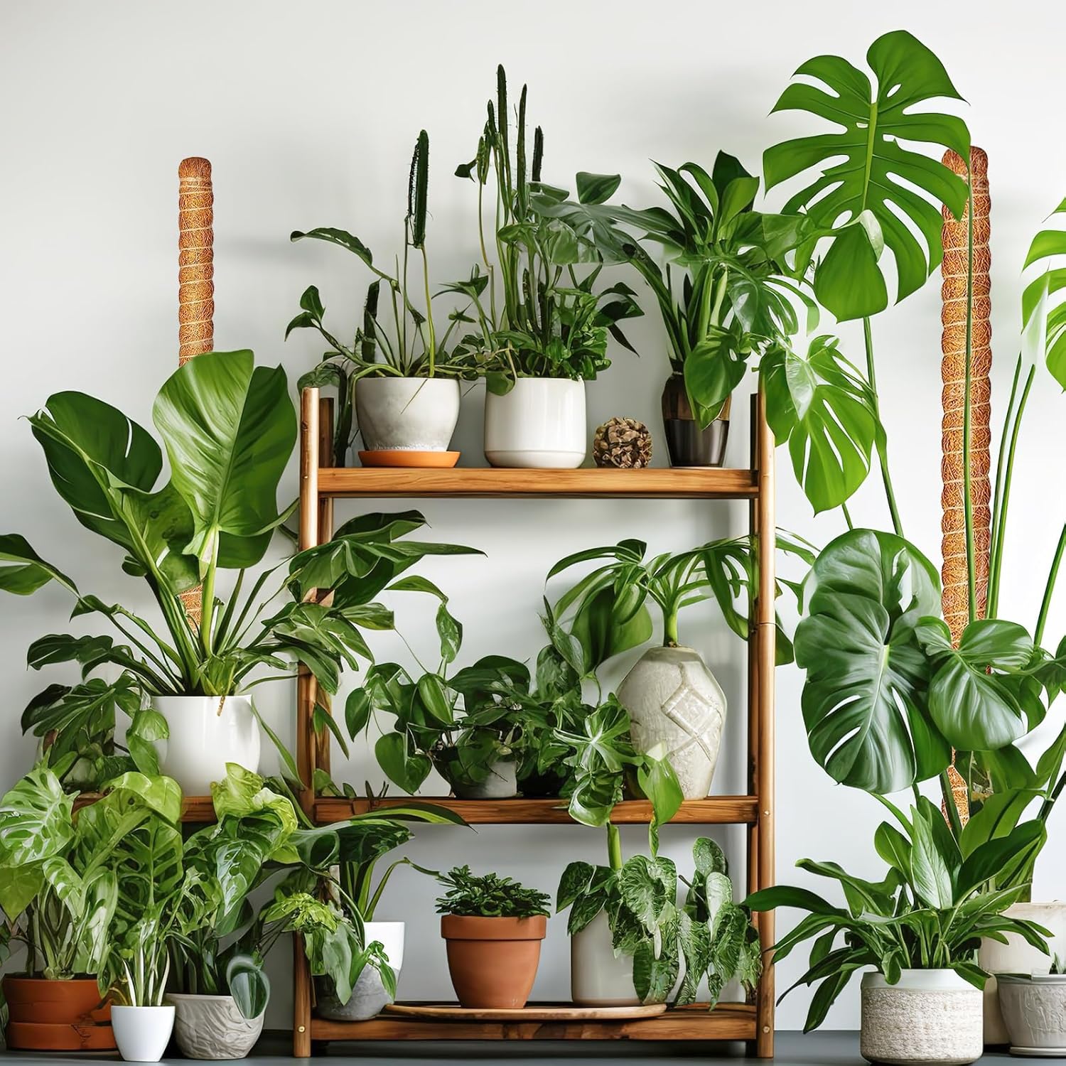 Joyhalo Poste de musgo para plantas, paquete de 2 estacas de soporte para plantas Monstera de 24 pulgadas, postes de musgo para plantas trepadoras,