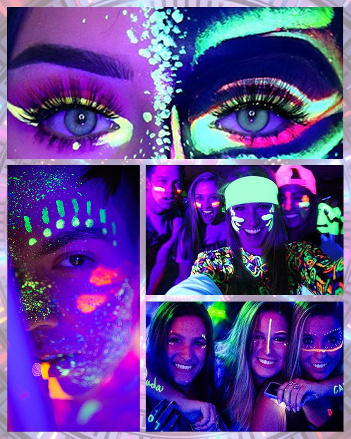 Juego de delineador líquido de neón con brillo UV, 6 colores mate, delineador de ojos de arcoíris mate, delineador de ojos neón luminoso de colores,