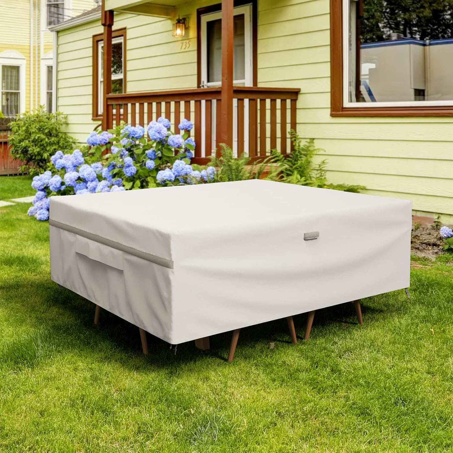 MR. COVER Fundas de muebles de exterior para muebles de patio, fundas de mesa de patio para muebles de exterior, 90 pulgadas de largo x 64 pulgadas