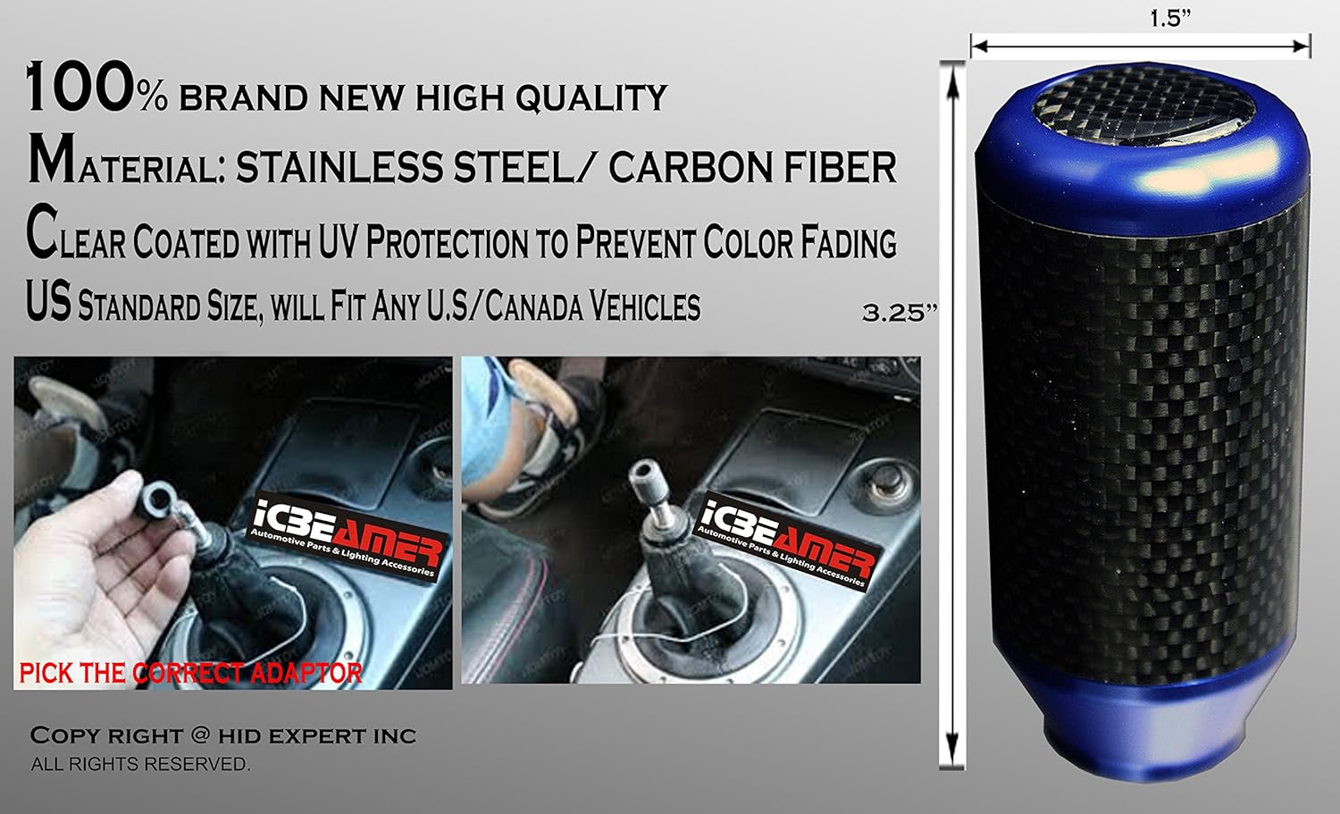 ICBEAMER Drifting JDM Styles – Perilla de palanca de cambios manual de aluminio con fibra de carbono real (5 y 6 velocidades)