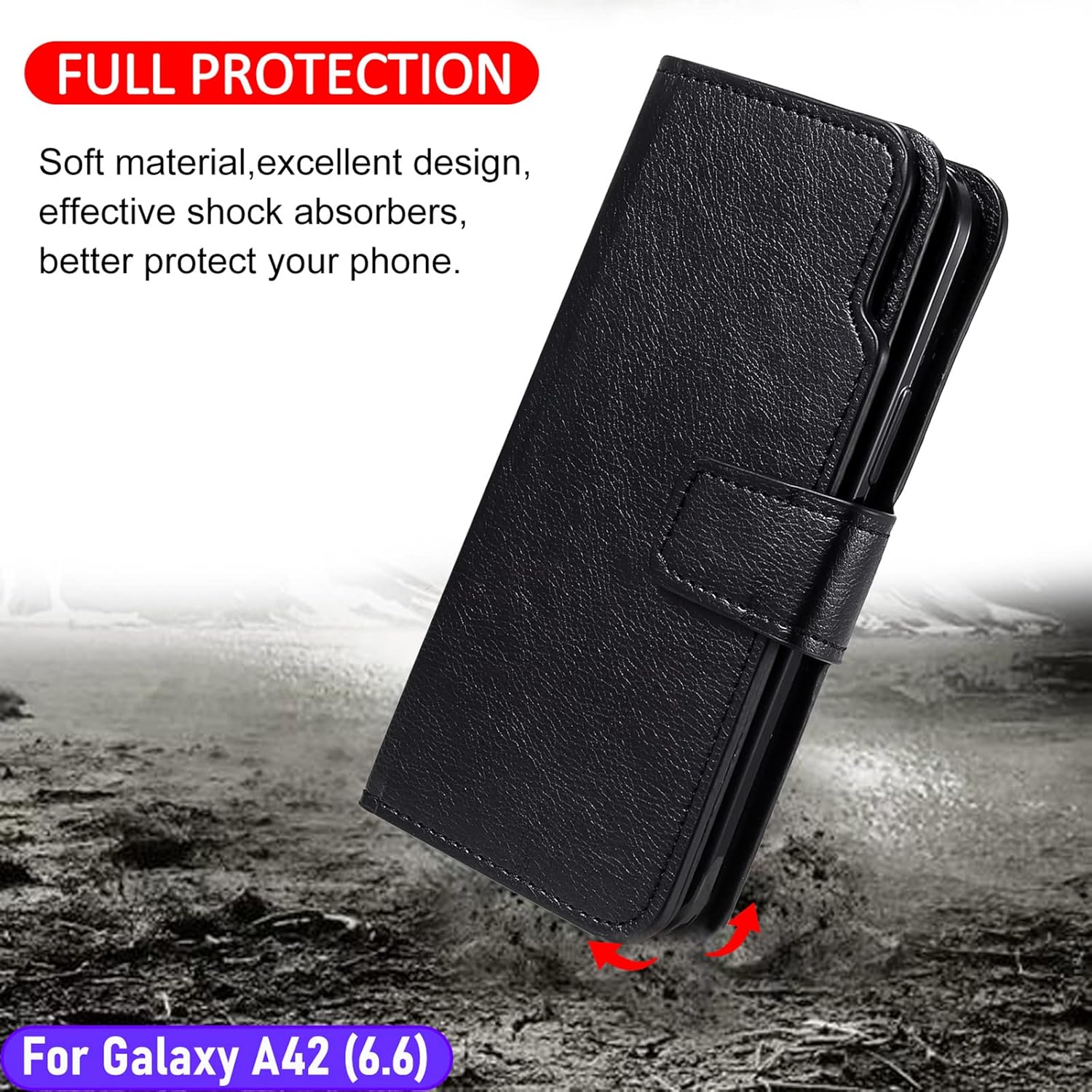 LMDAMZ Funda tipo cartera para Galaxy A42 (5G) de 6.6 pulgadas 3+ ranuras para tarjetas Tarjeta de visita de identificación, ranura para tarjetas de