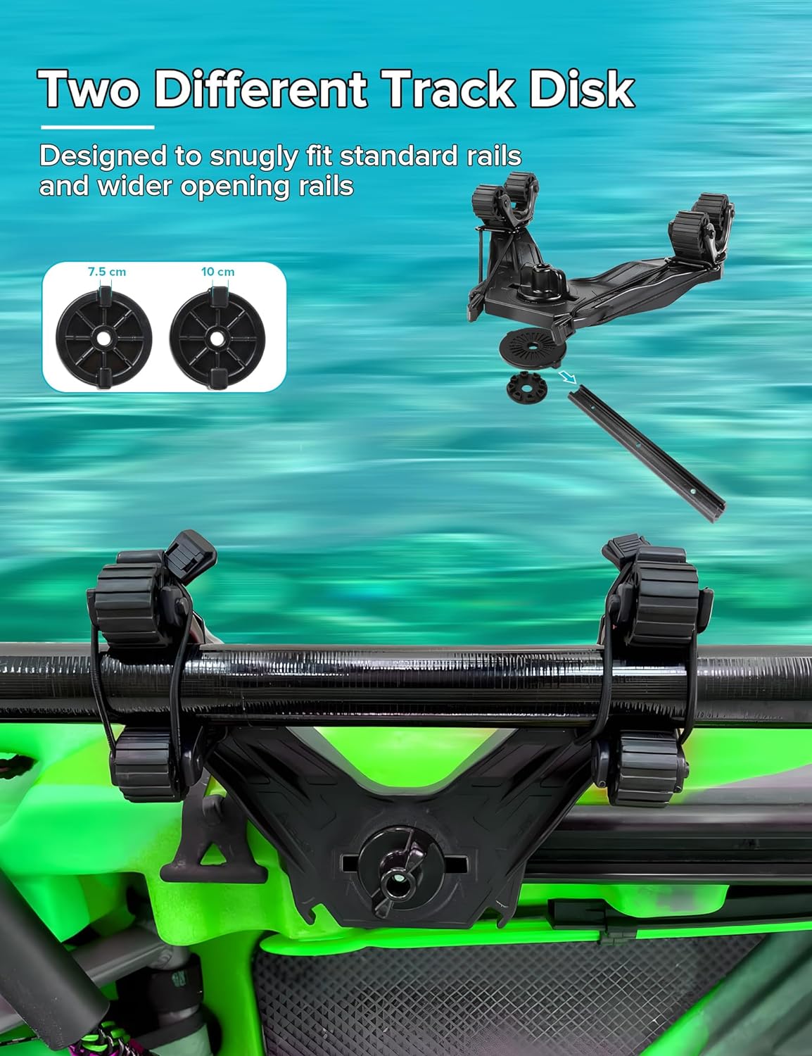 Kayak Paddle Holder, Kayak Accessories for Fishing, Dual Head Kayak Track Mount Accessories, Offset Paddle Holder for Kayaking, Kayak Rail