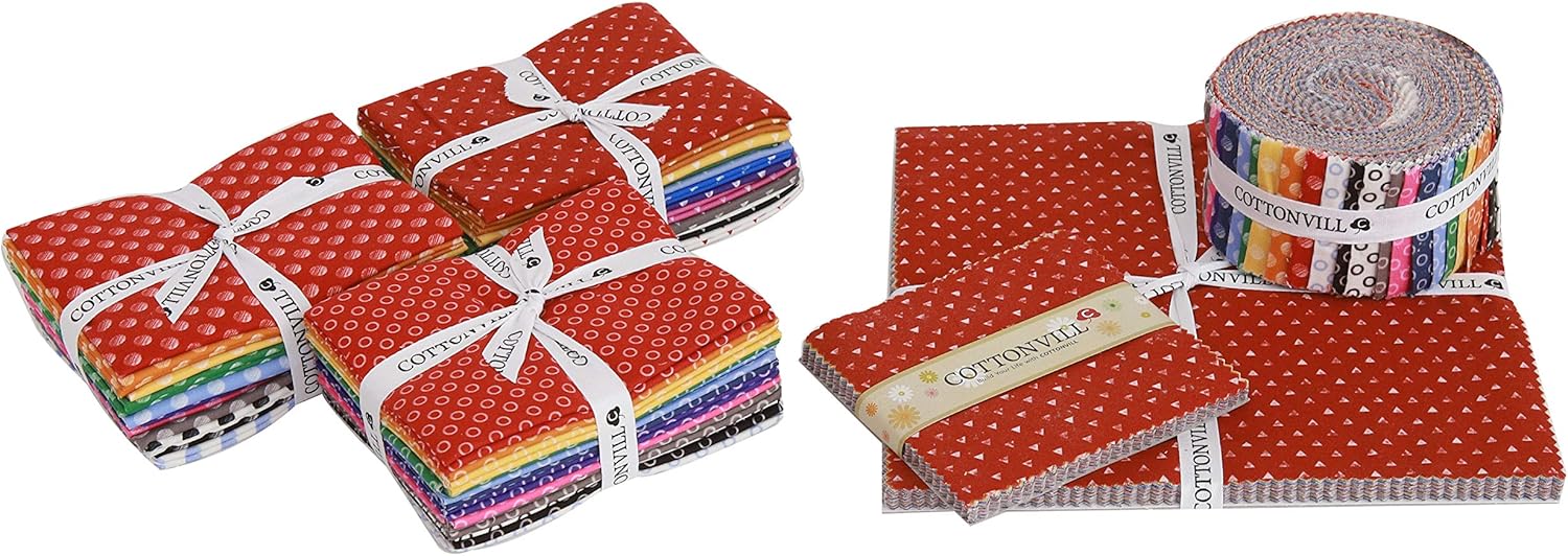 COTTONVILL EMANON – Tela de algodón con estampado de triángulo de puntos (10 pulgadas, triángulo circular de puntos en D)