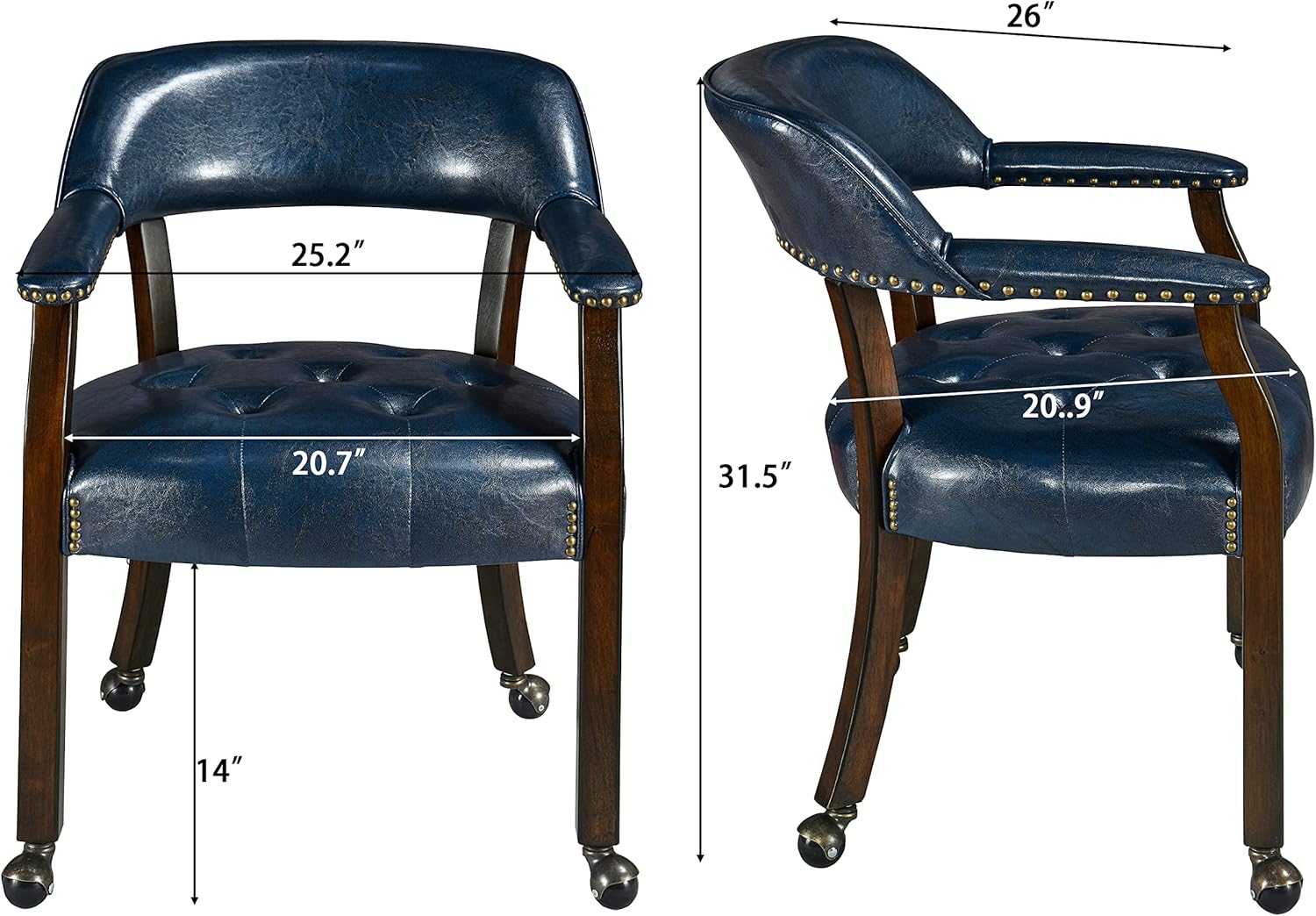Silla enrollable grande para comedor con brazos, sillas laterales de cocina con ruedas, sillas de póquer de madera para juegos, silla con ruedas